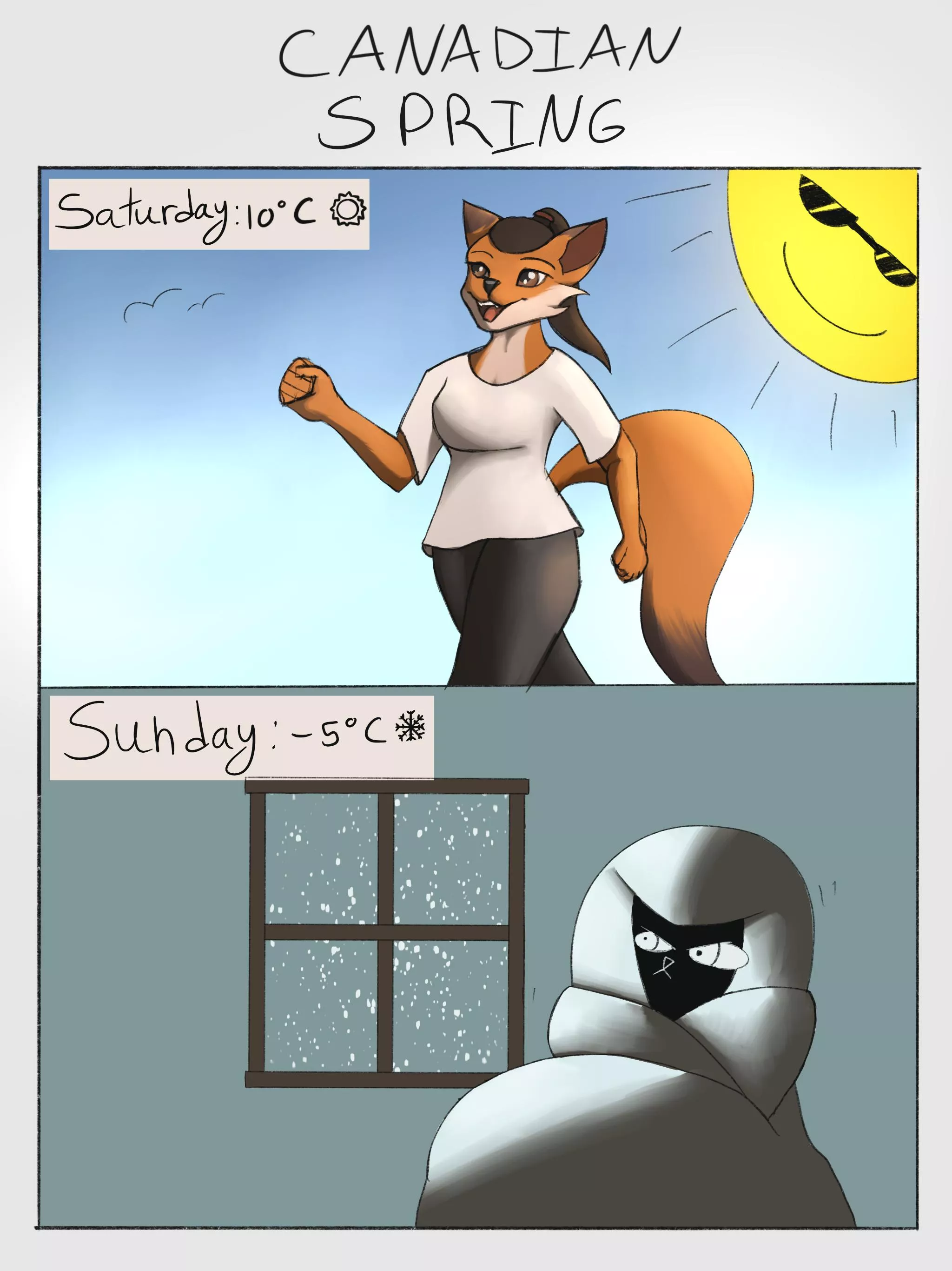 How it feels to be a Canadian in spring (artist me @DragonRylei)