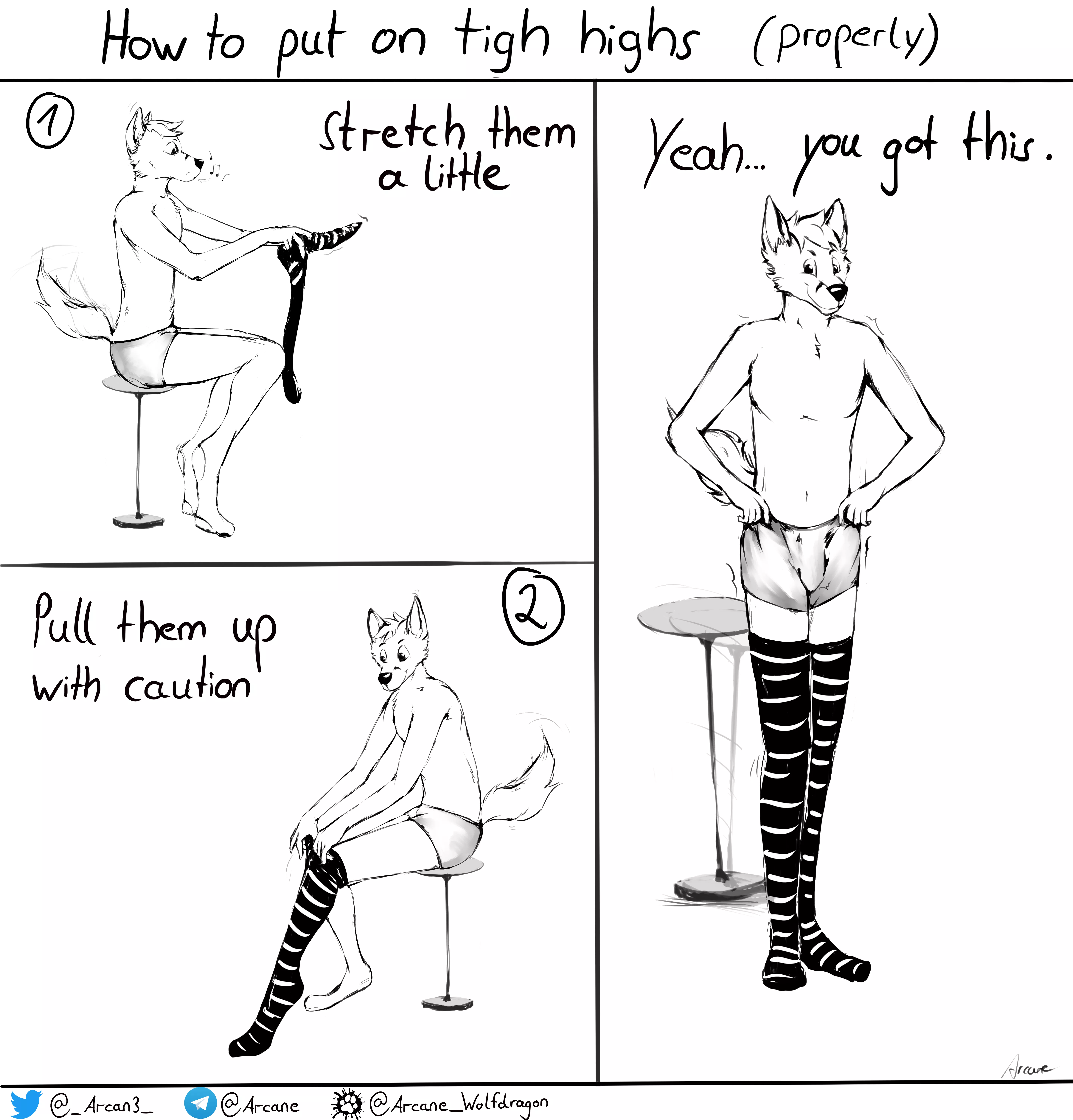 How to put on tigh highs (Short comic by me)