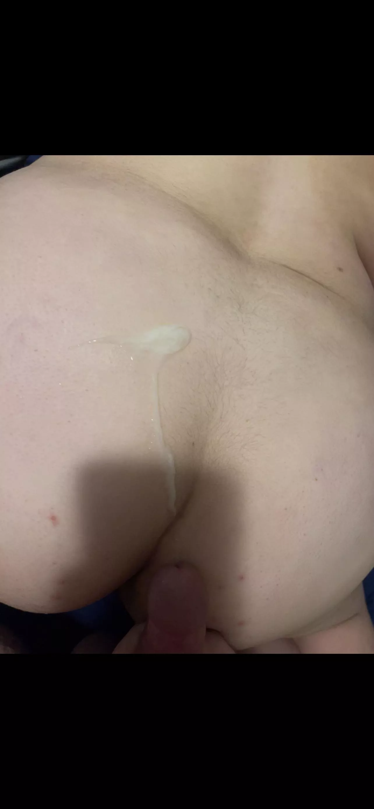 Hubby left a fat load on my ass. Who wants to leave another