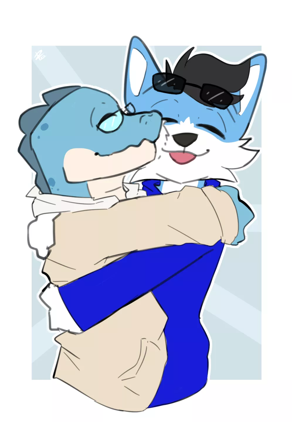 Hugging~ (Art by me @Jax_Collie)