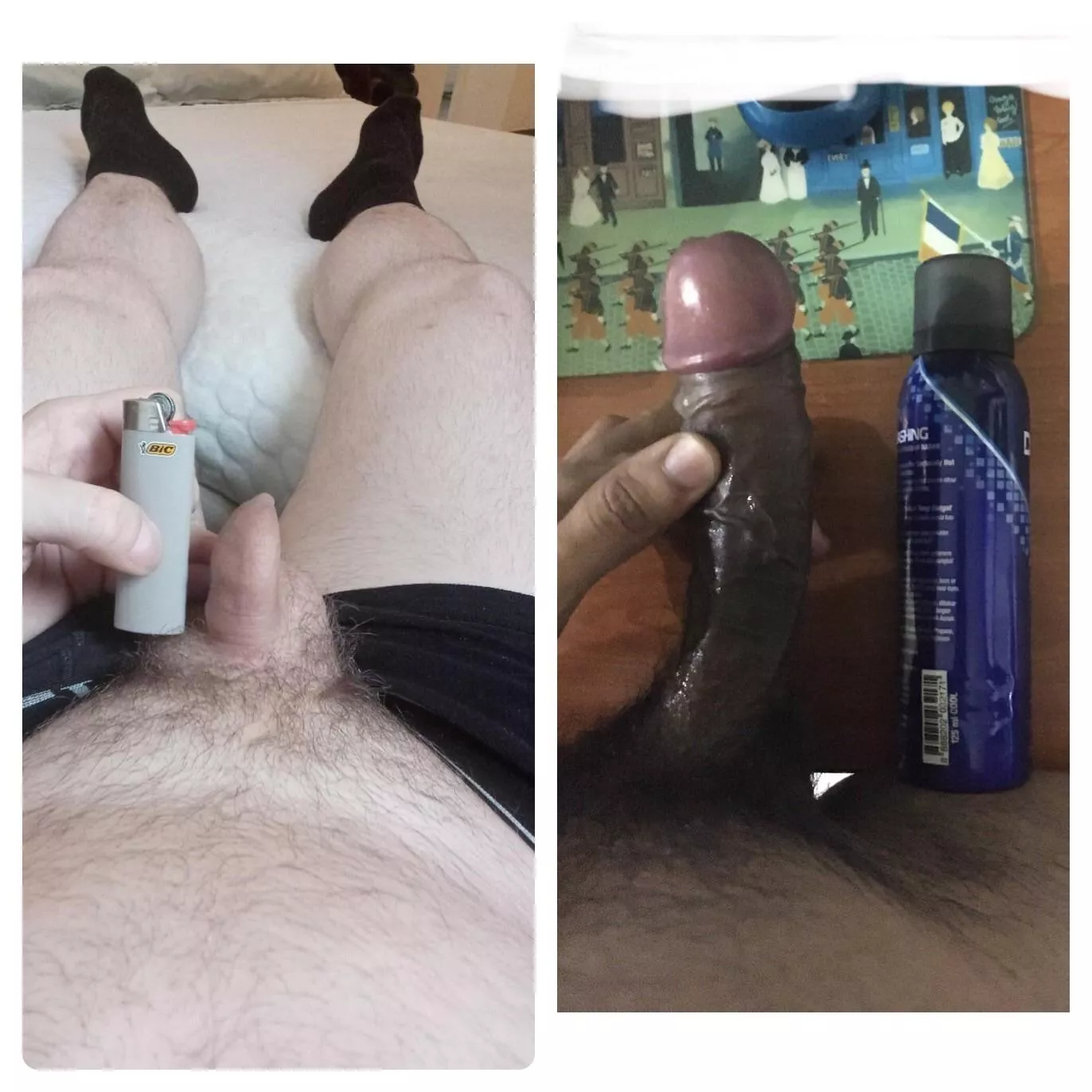 Humiliating comparison for a small dick next to mine.