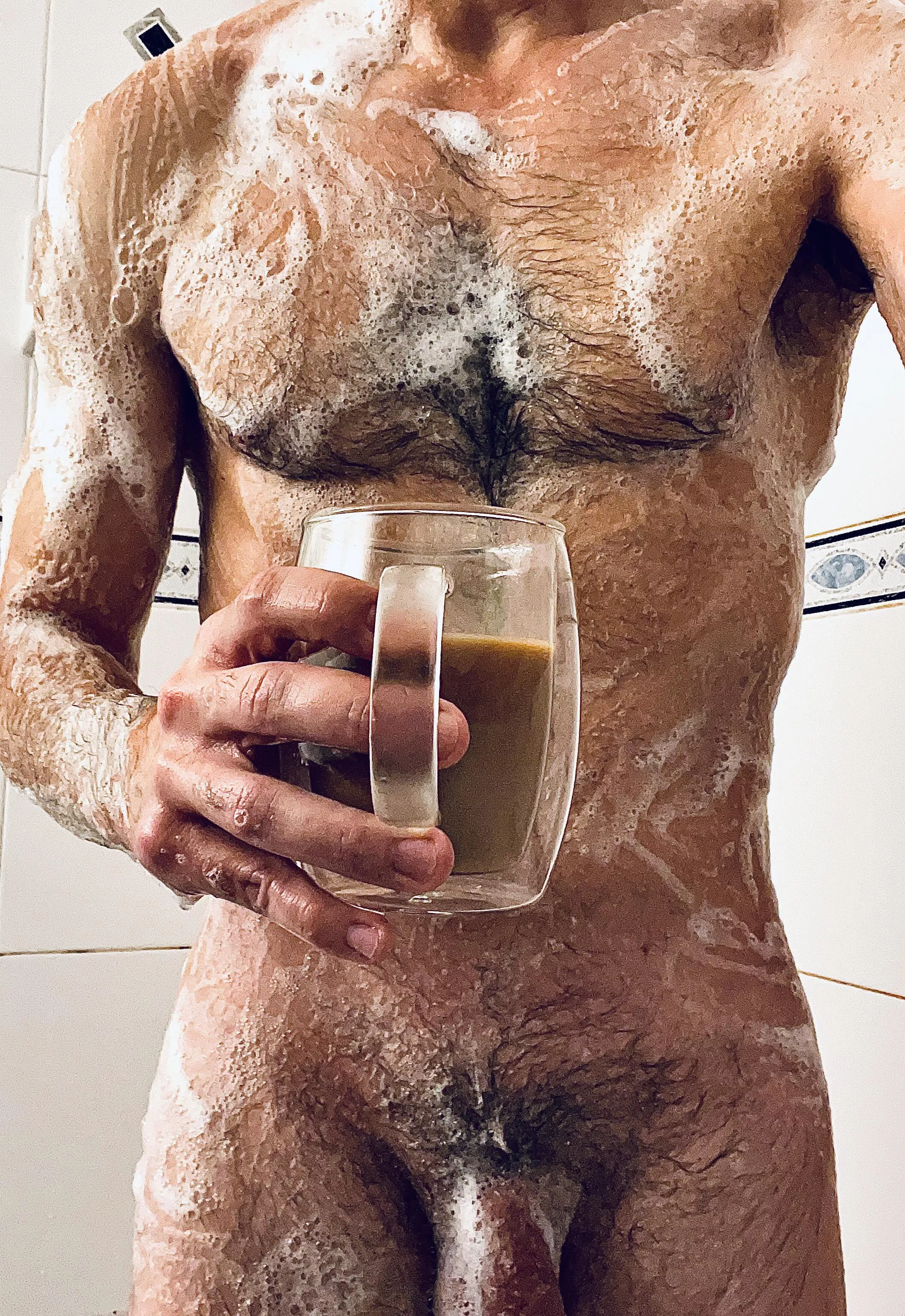 Hungover shower coffee, happy Friday