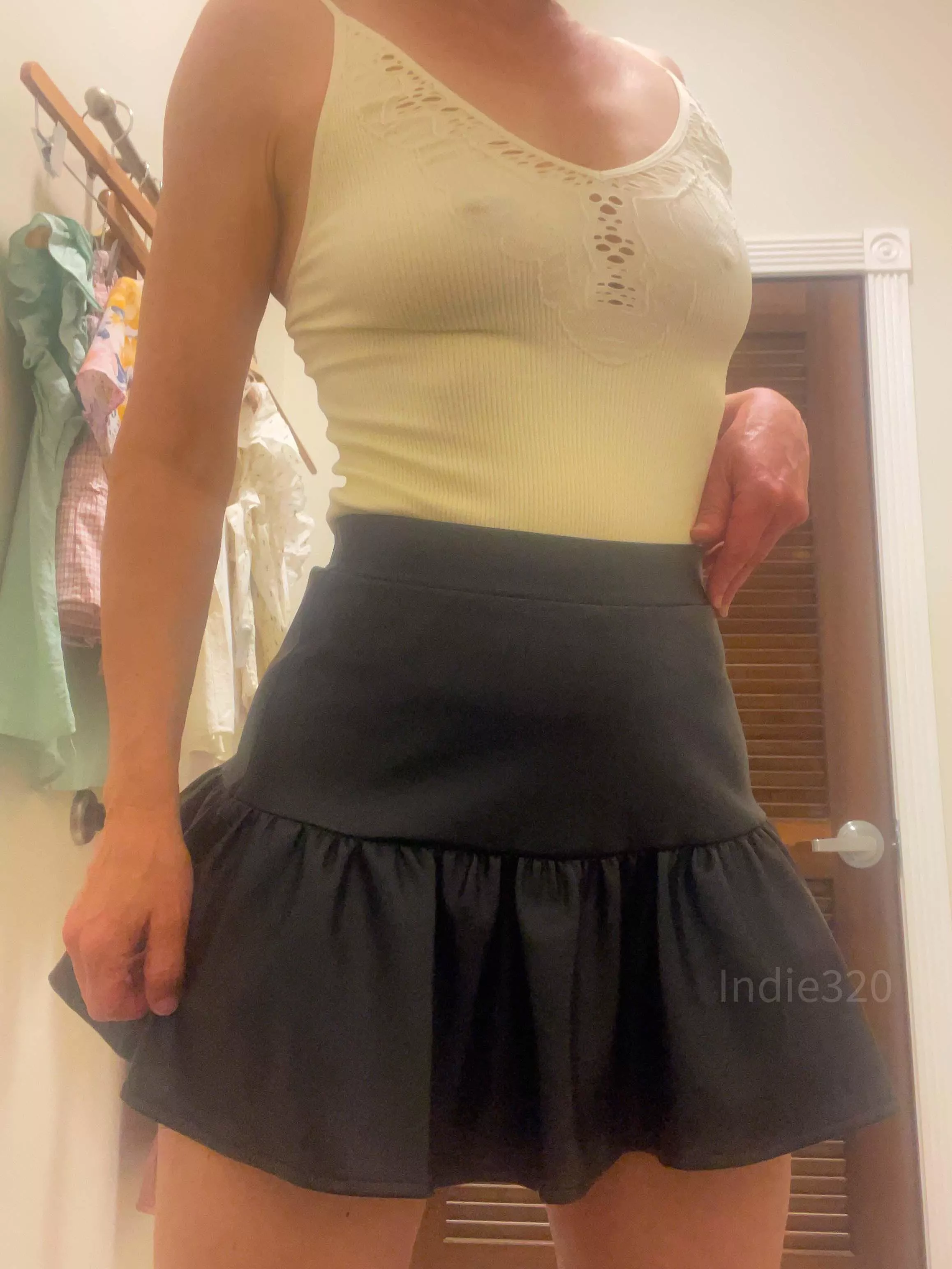 I bought a leather skirt today and I think it suits me