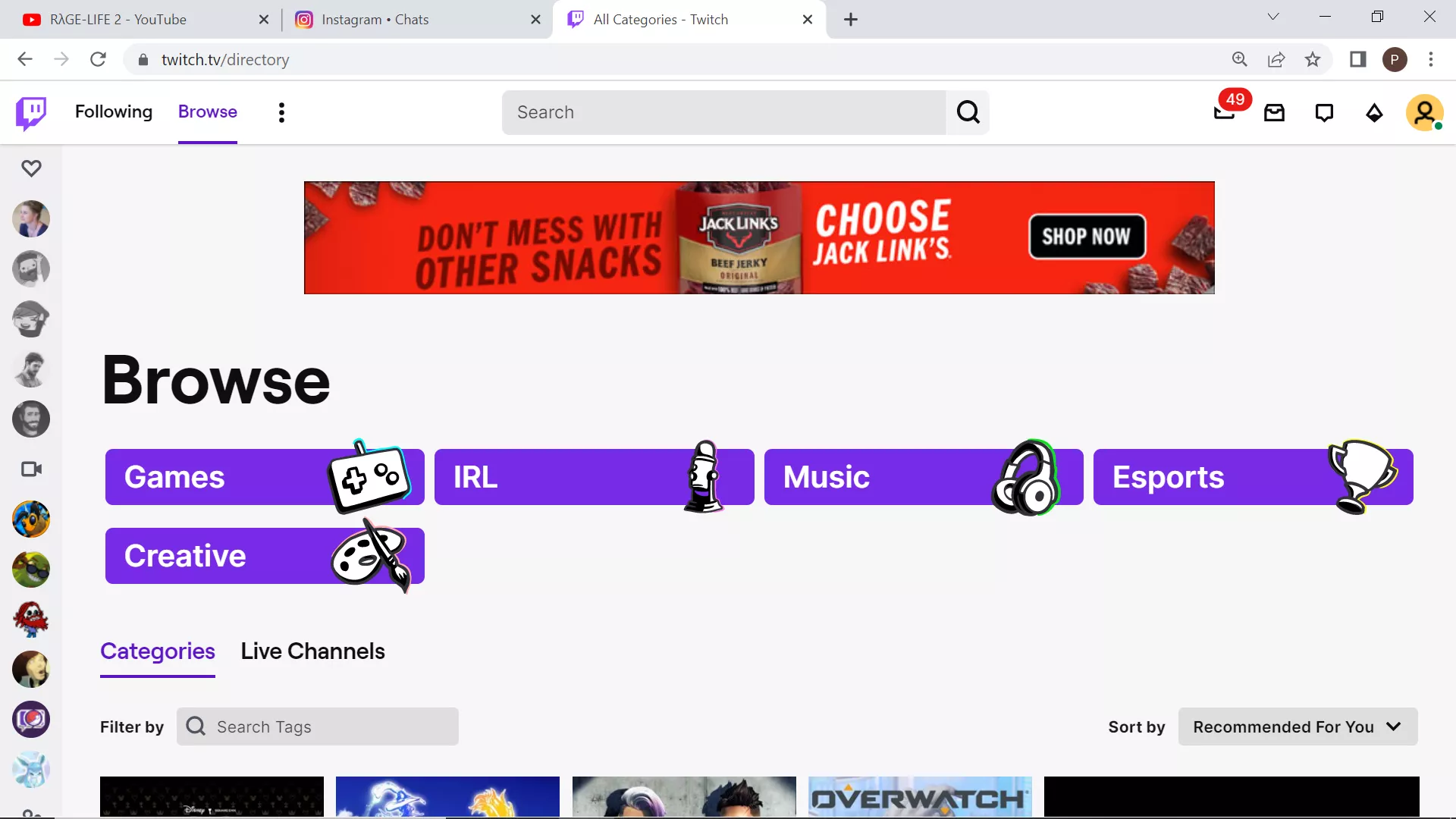 I clicked a few to many times this morning and now my followed channels on the left are minimized. i tried looking up how to fix it, but everything i found said there should be an arrow to make it expand or something in the settings. cant find the settin