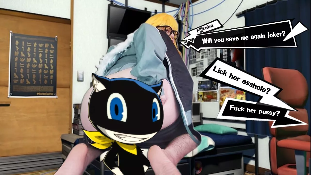 I did a lewd Futaba set and asked my friend to make an edited/censored version in case I ever needed it, and it cracked me up when she showed me the finished work and it was Morgana because he's the Ultimate Cock Block of the game.