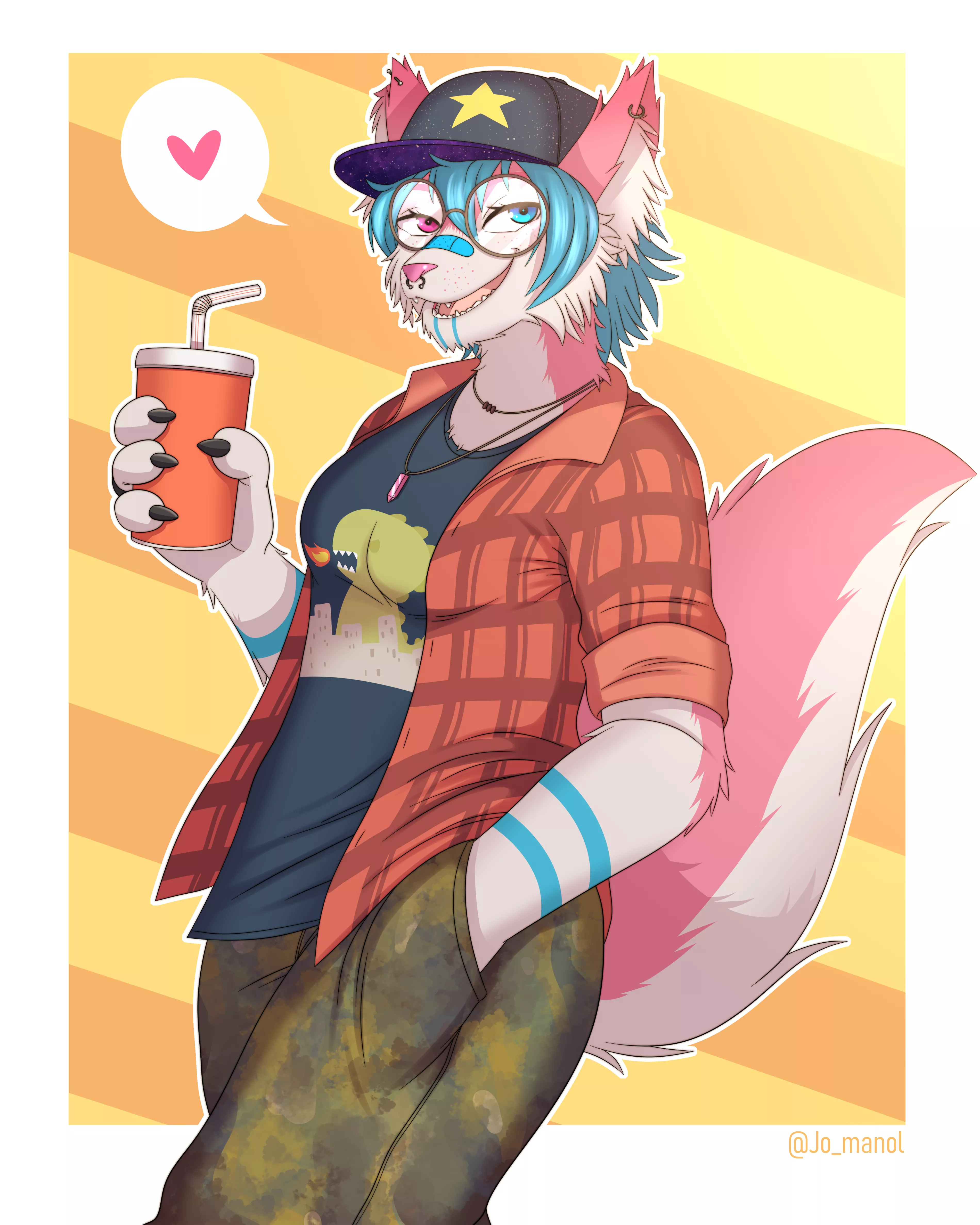 I drew a friend's fursona [Art by me]