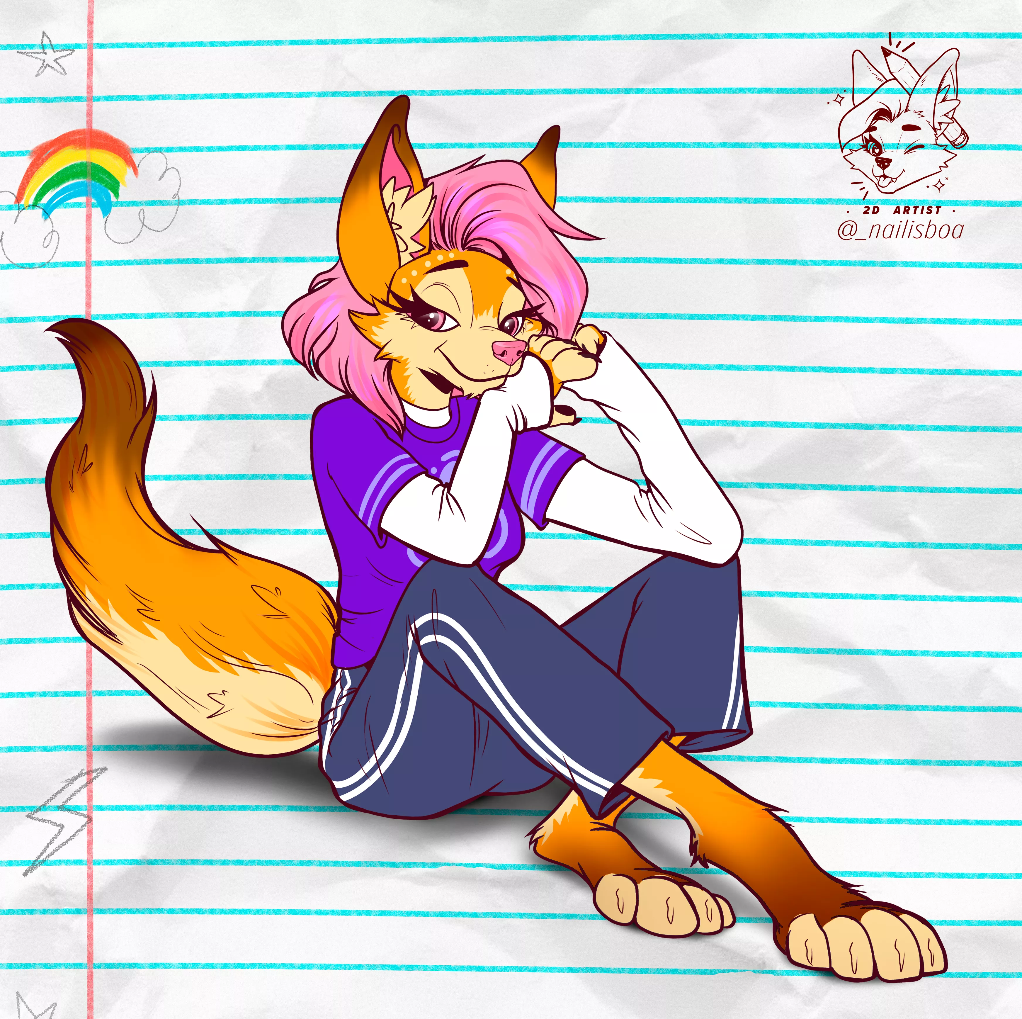 I drew my fursona just chillin✨ | art by me (@_nailisboa on twitter)