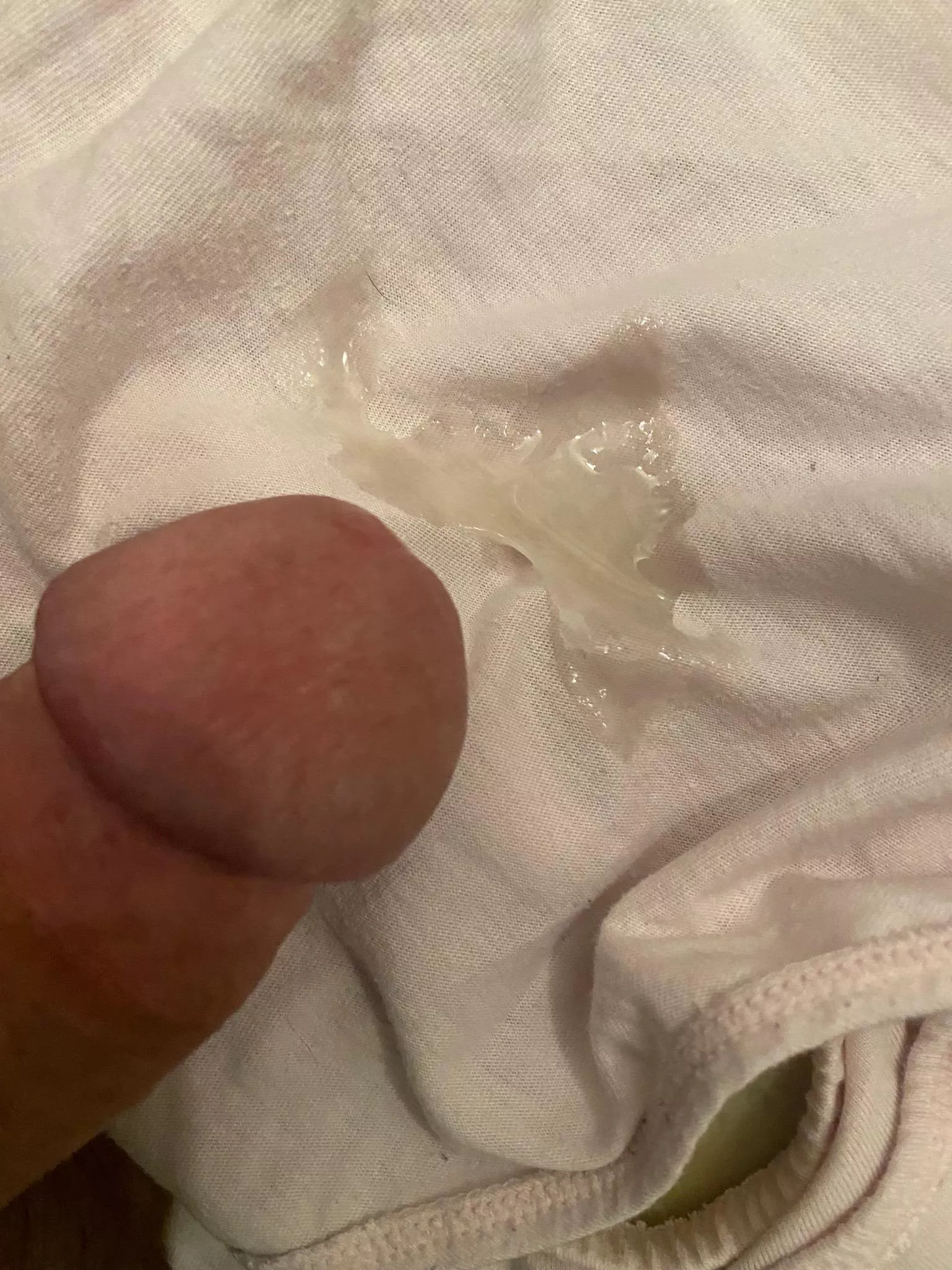 I let a friend cum on my wifes panties and he sent us this pic