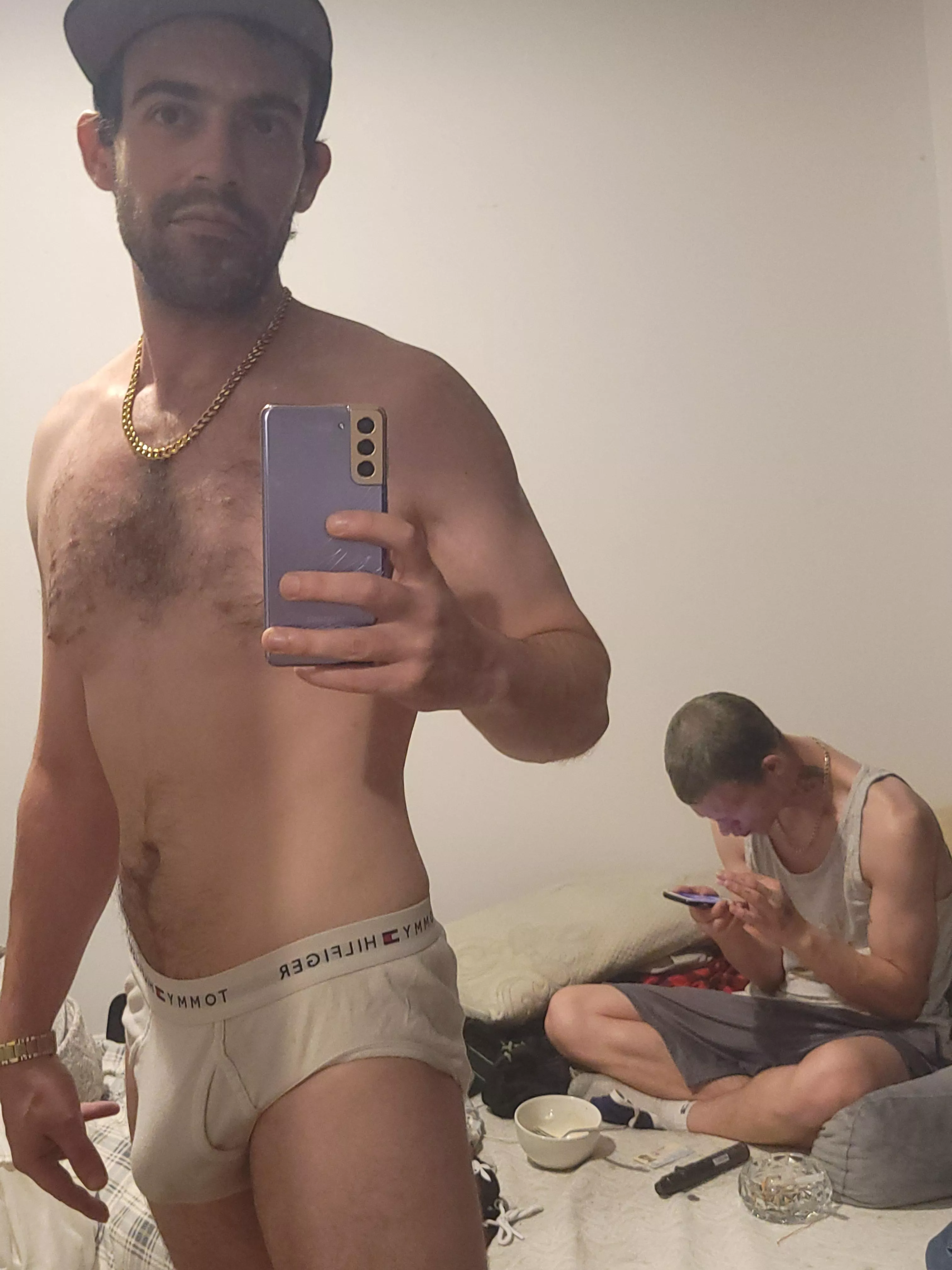 I like to show my bulge to my bro