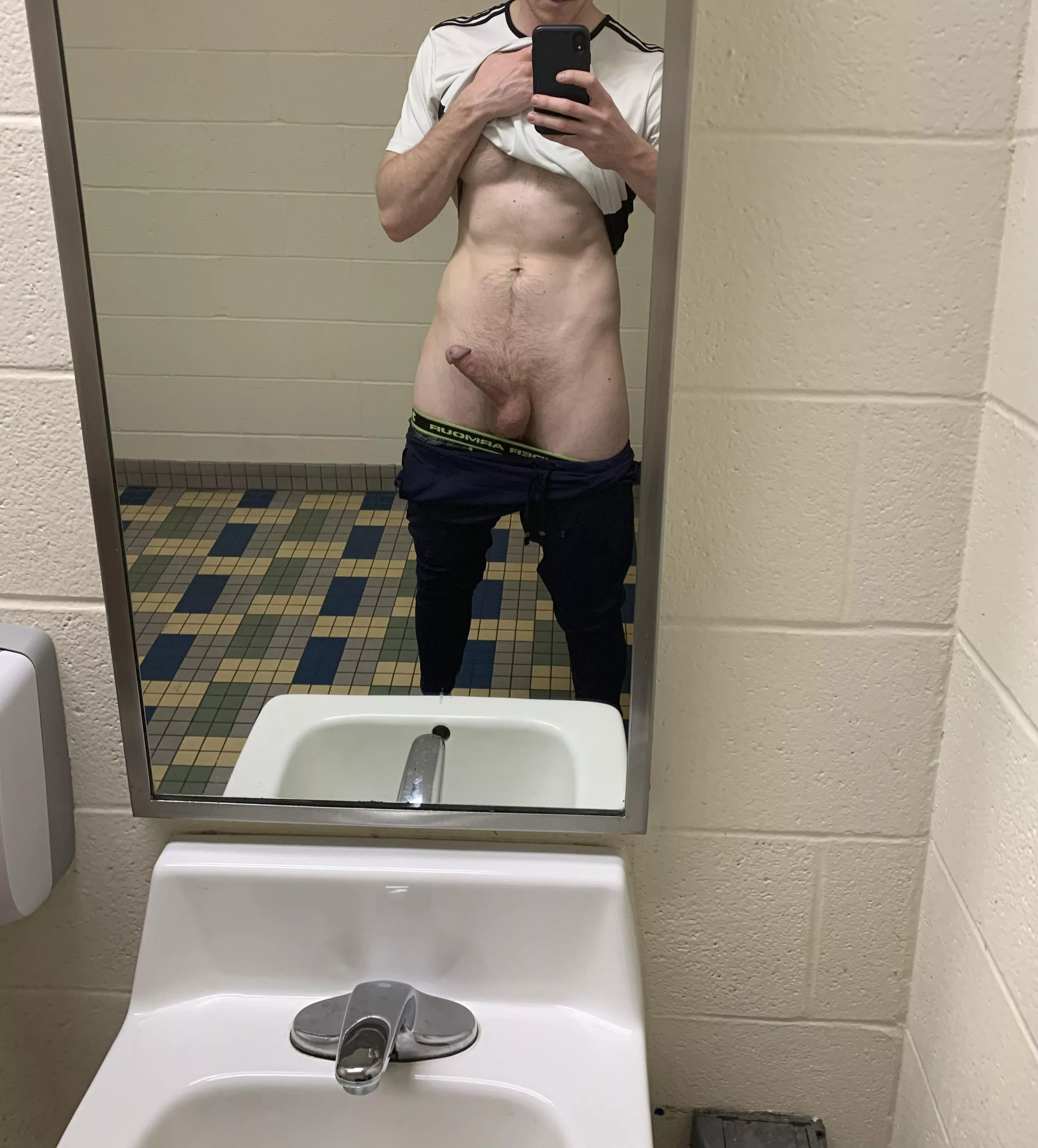 I love showing off in the locker room. Would you suck [m]e off in front of everyone?