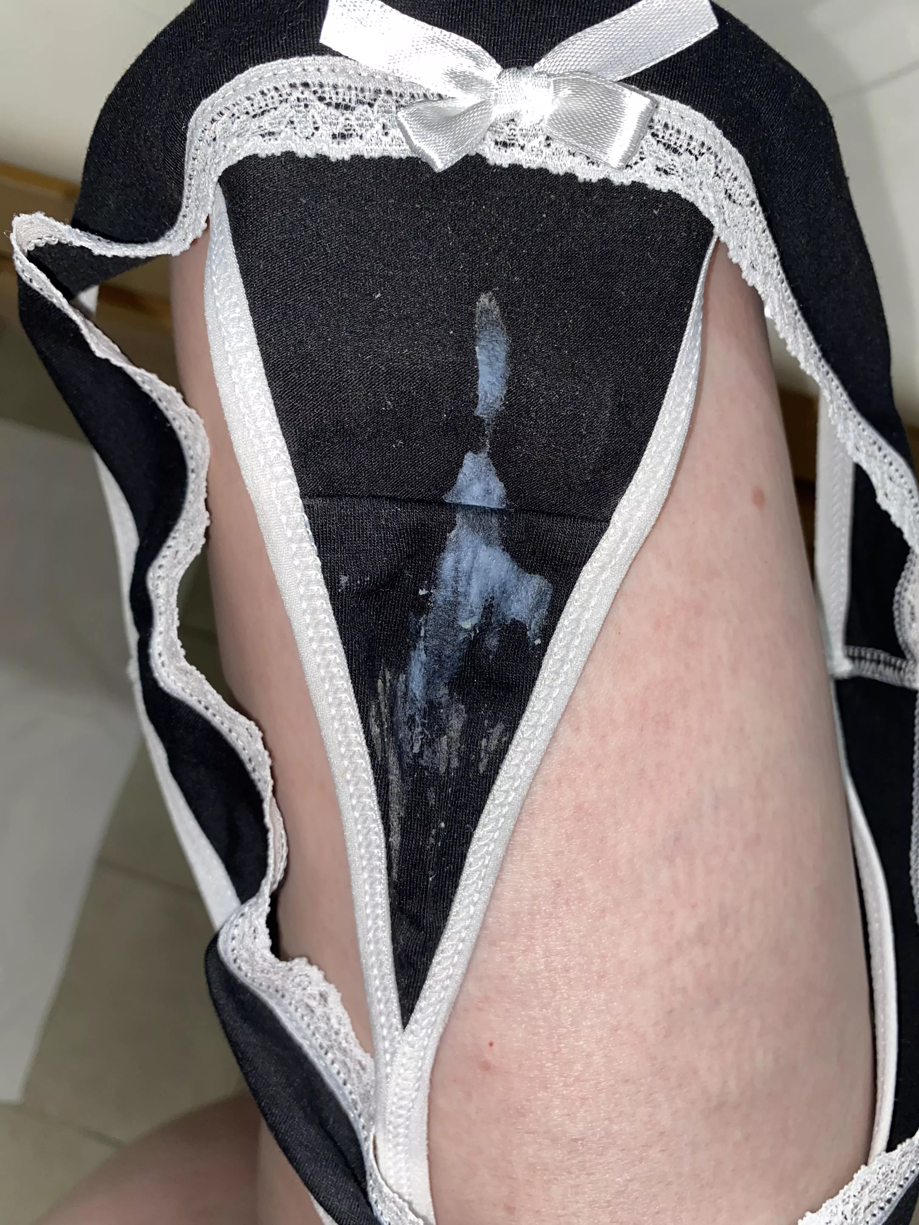 I love the white lace trim on this thong, it frames my intoxicating ðŸ± nectar beautifully