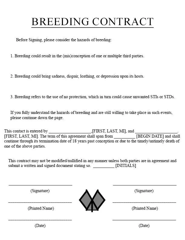 I was bored and hungover, so I made a Breeding Contract. Use it wisely!