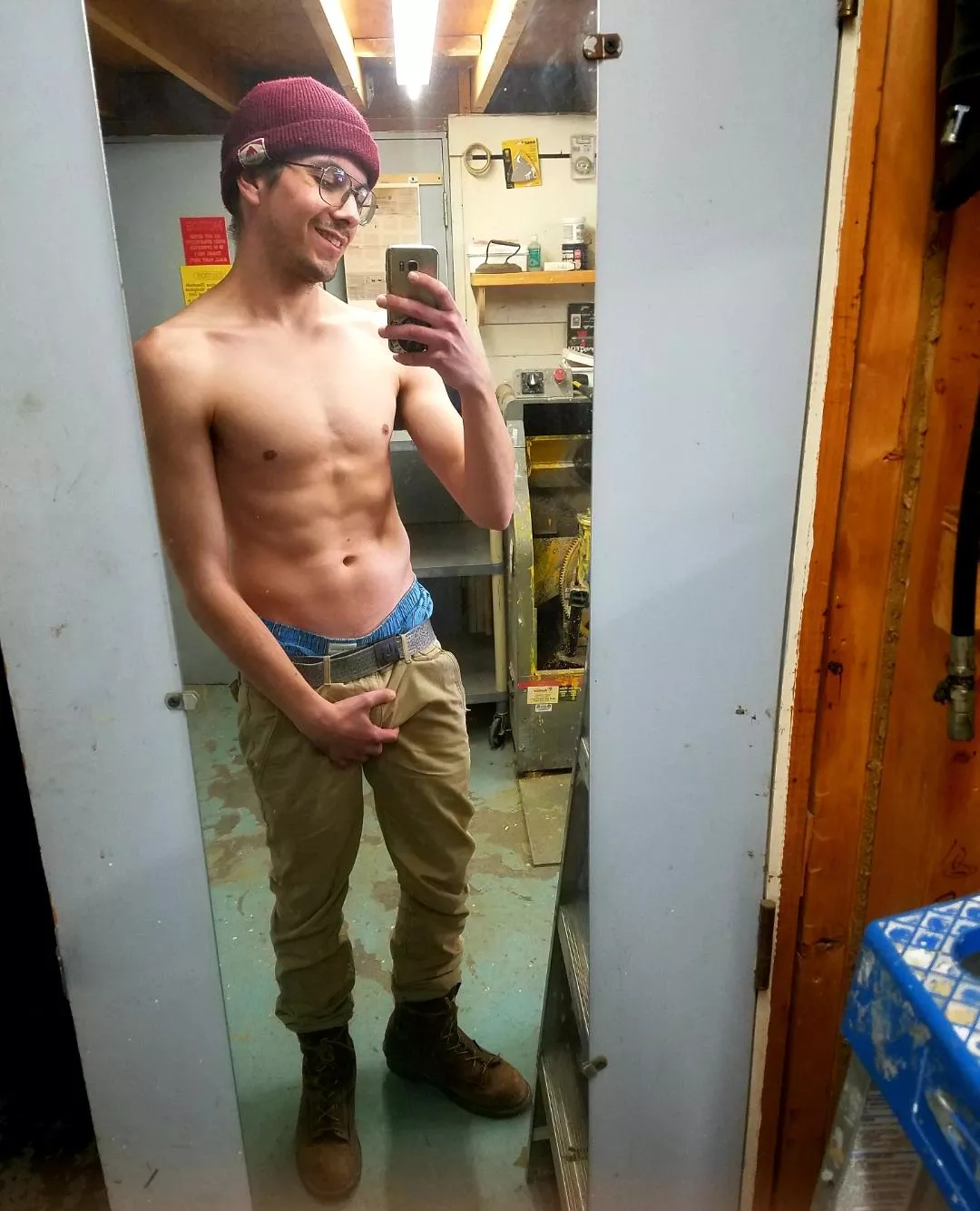 I was getting hot at work and had to start stripping down