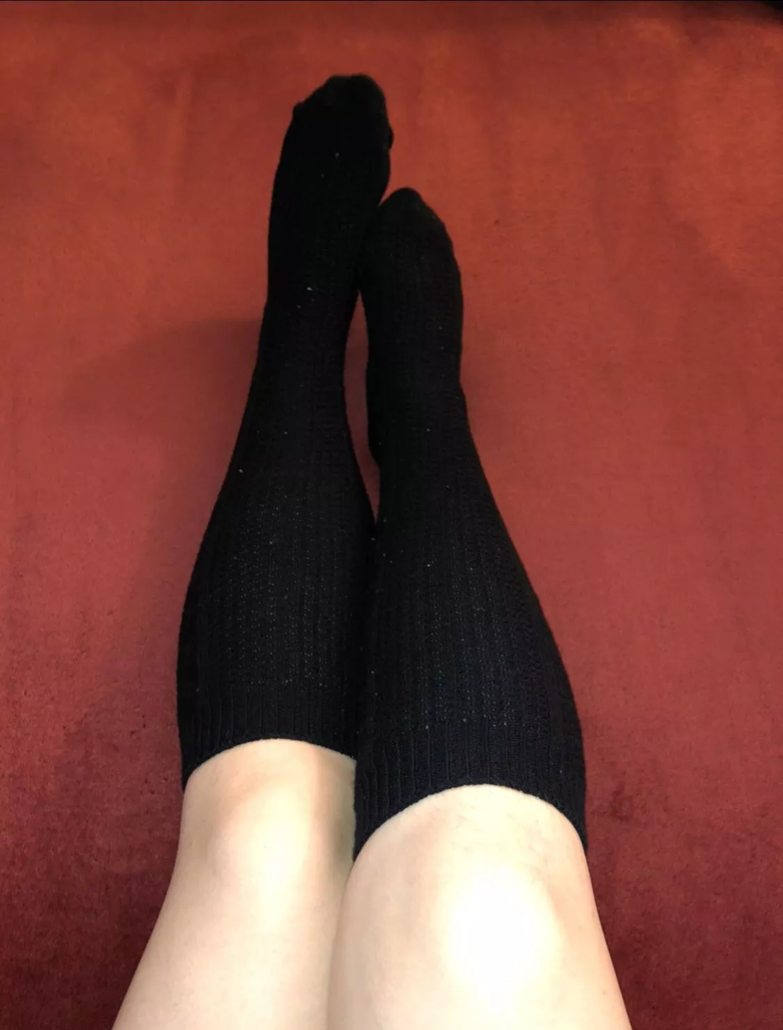 I wish I would have had time to take this picture during the day while the sun was out so that you could see the detail in my black knit knee high socks ðŸ˜­