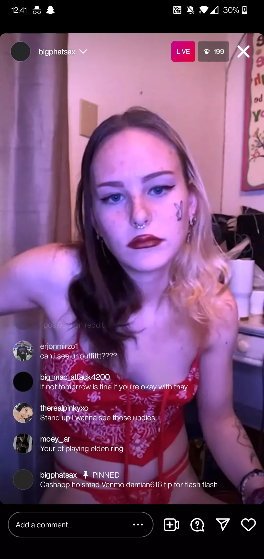 [IG] Millie doing a live show @bigphatsax on Instagram. Trust me it's worth it 😏😉