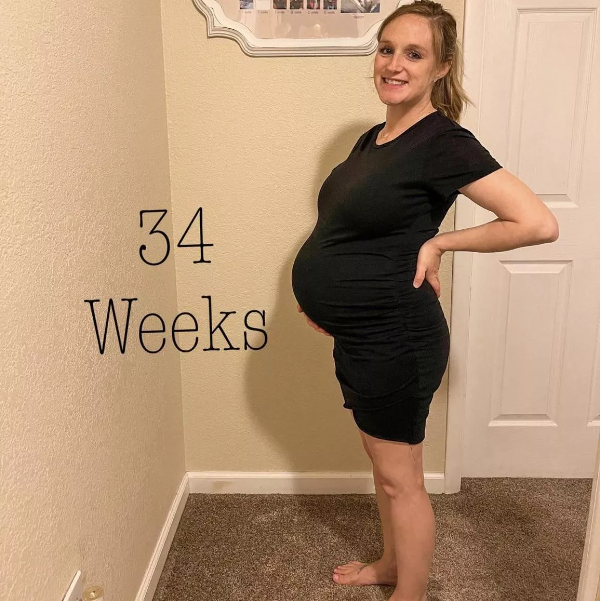 I’m surprised this dress still fits at 34 weeks!