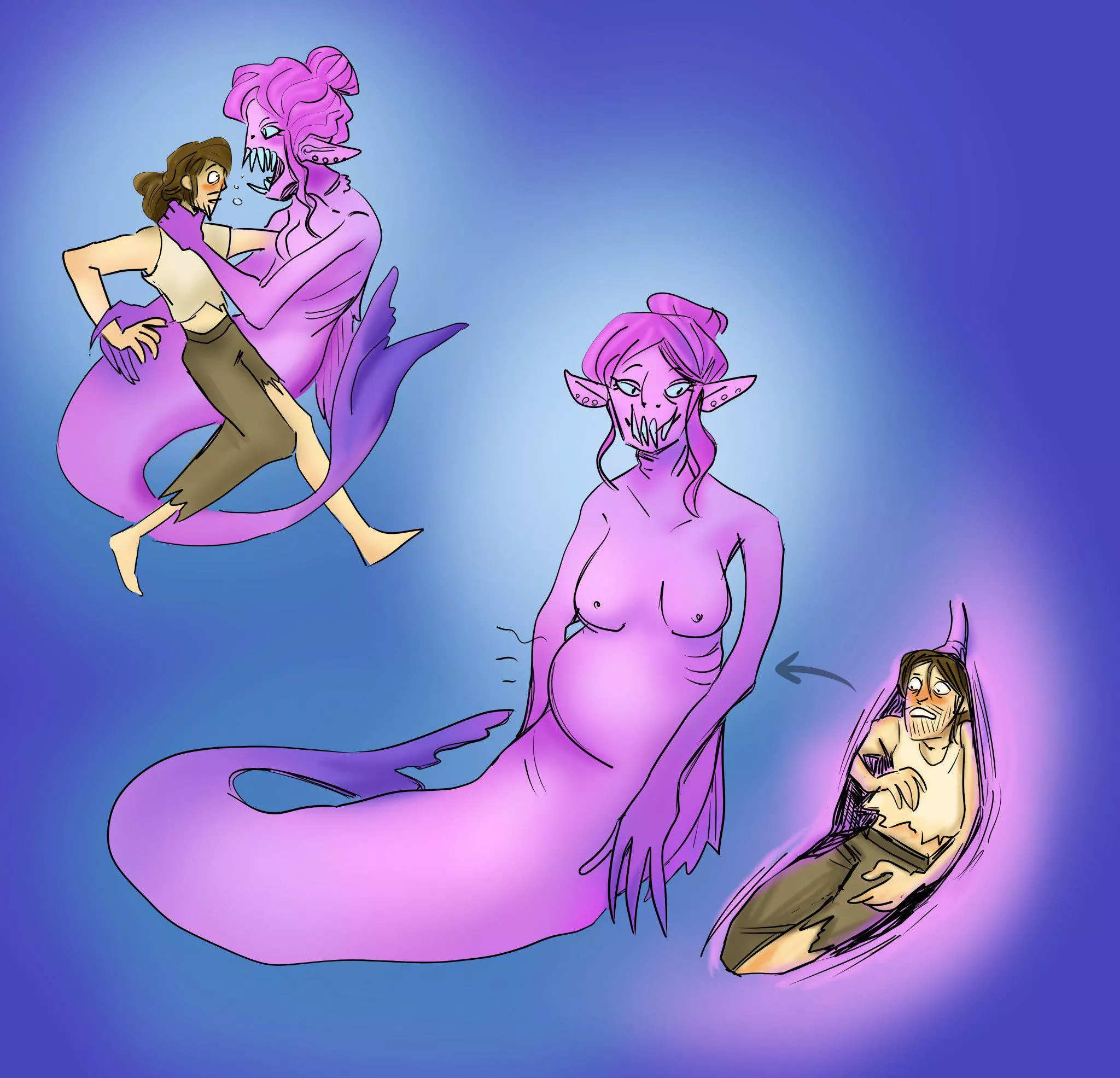 {image} mermaid eating sailor by @kelpshakes1 on twitter