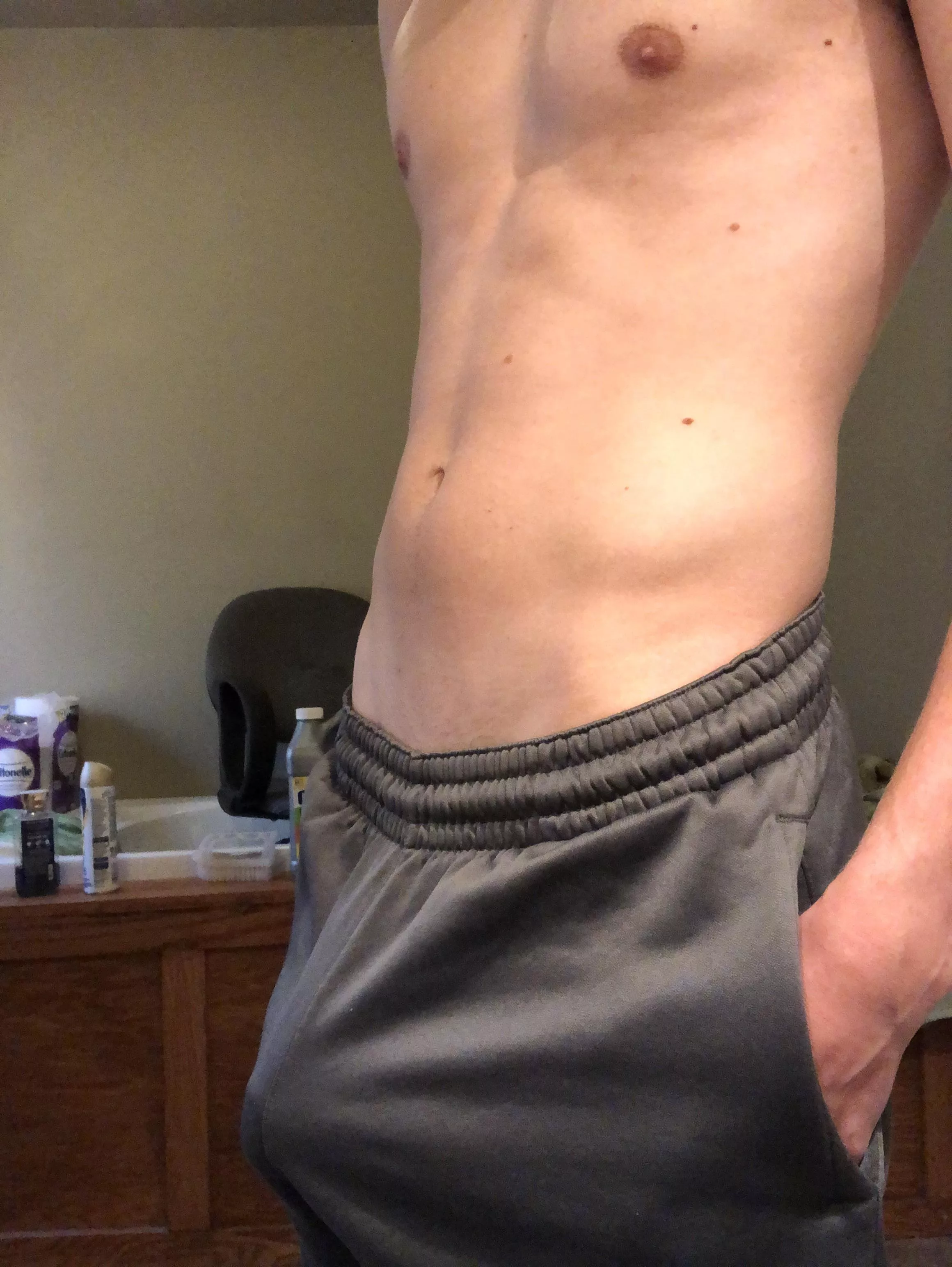 in grey sweatpants ;)