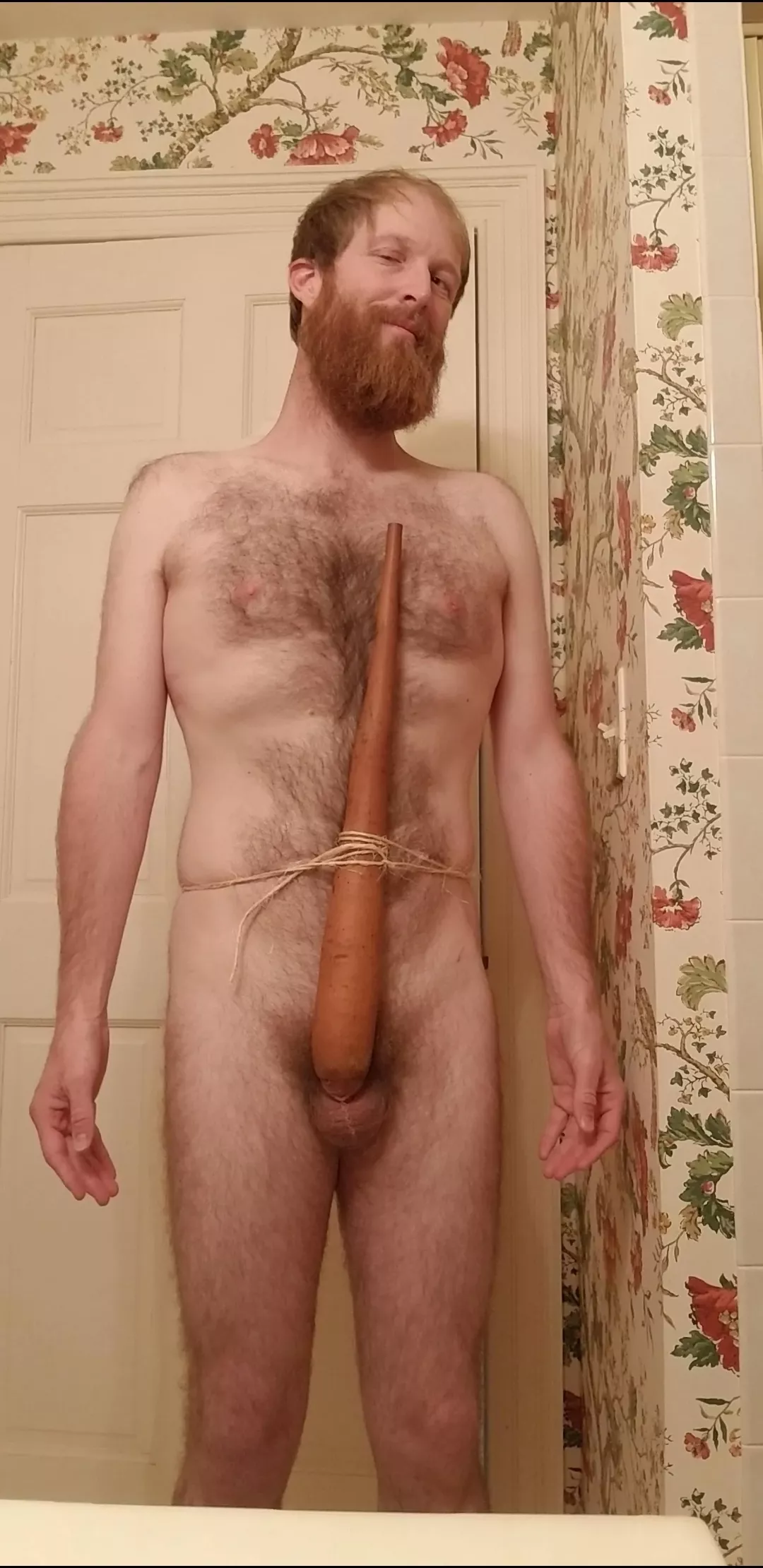 it was hot so i walked around the woods in my penis gourd.