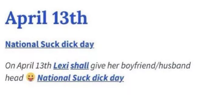 It's the 13th today, who's dick am I sucking?