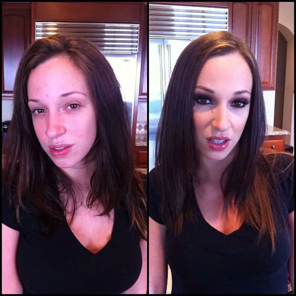 Jade with and without makeup