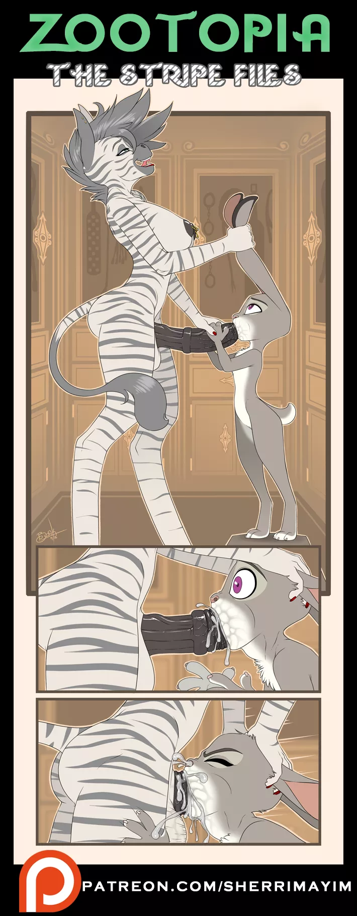 Judy deepthroats a futa zebra