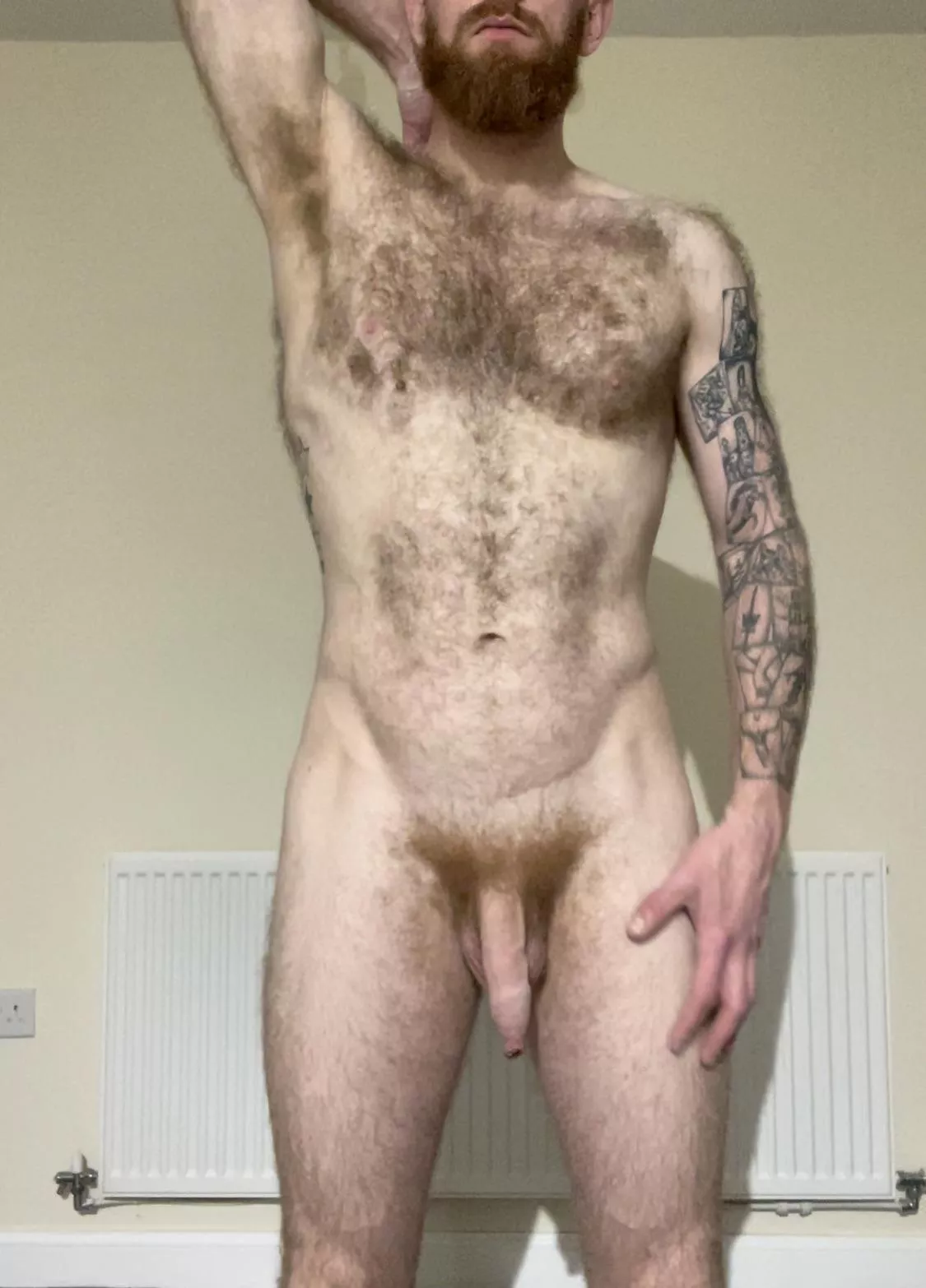 Just a hairy guy with his cock out and puts on show!