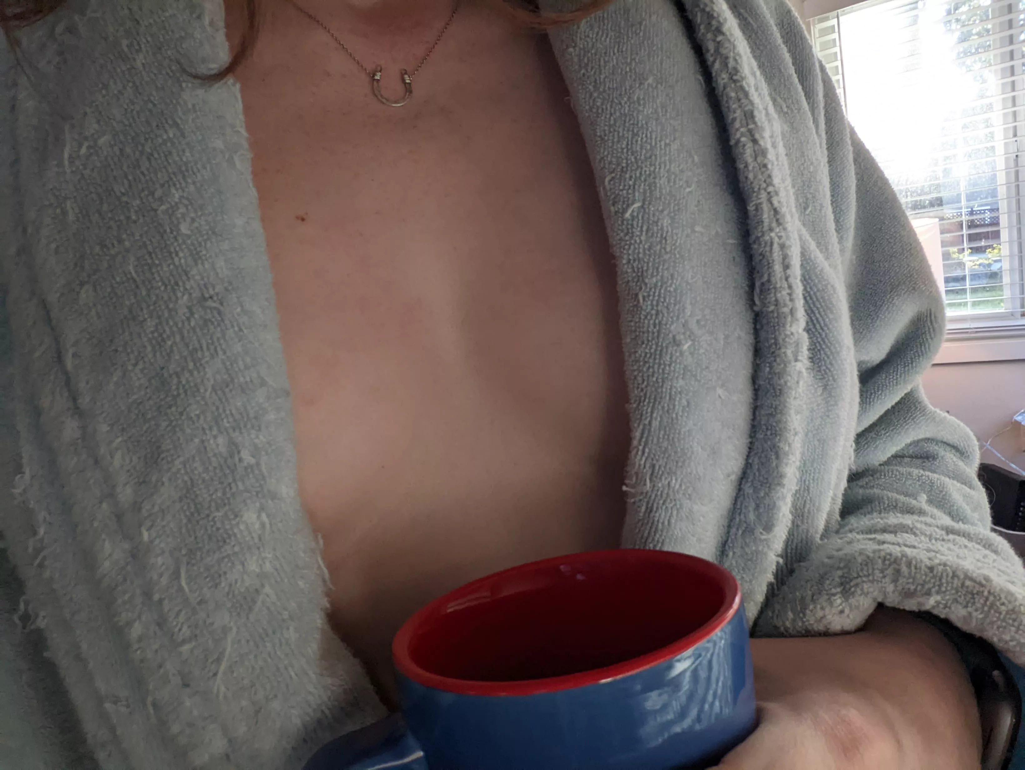 Just a worn out robe tease today. You can't have boobs every day. Wait, that's not a rule. LOL