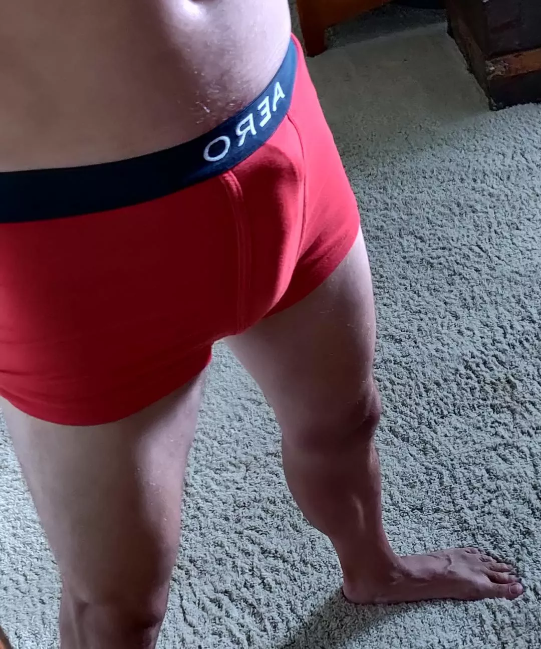 Just some normal boxer briefs. I think they were about ready to come off.