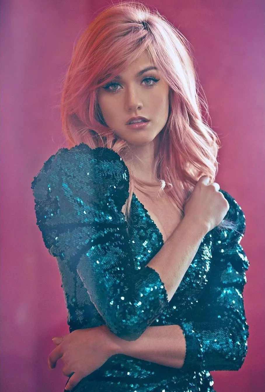 Katherine McNamara with pink hair