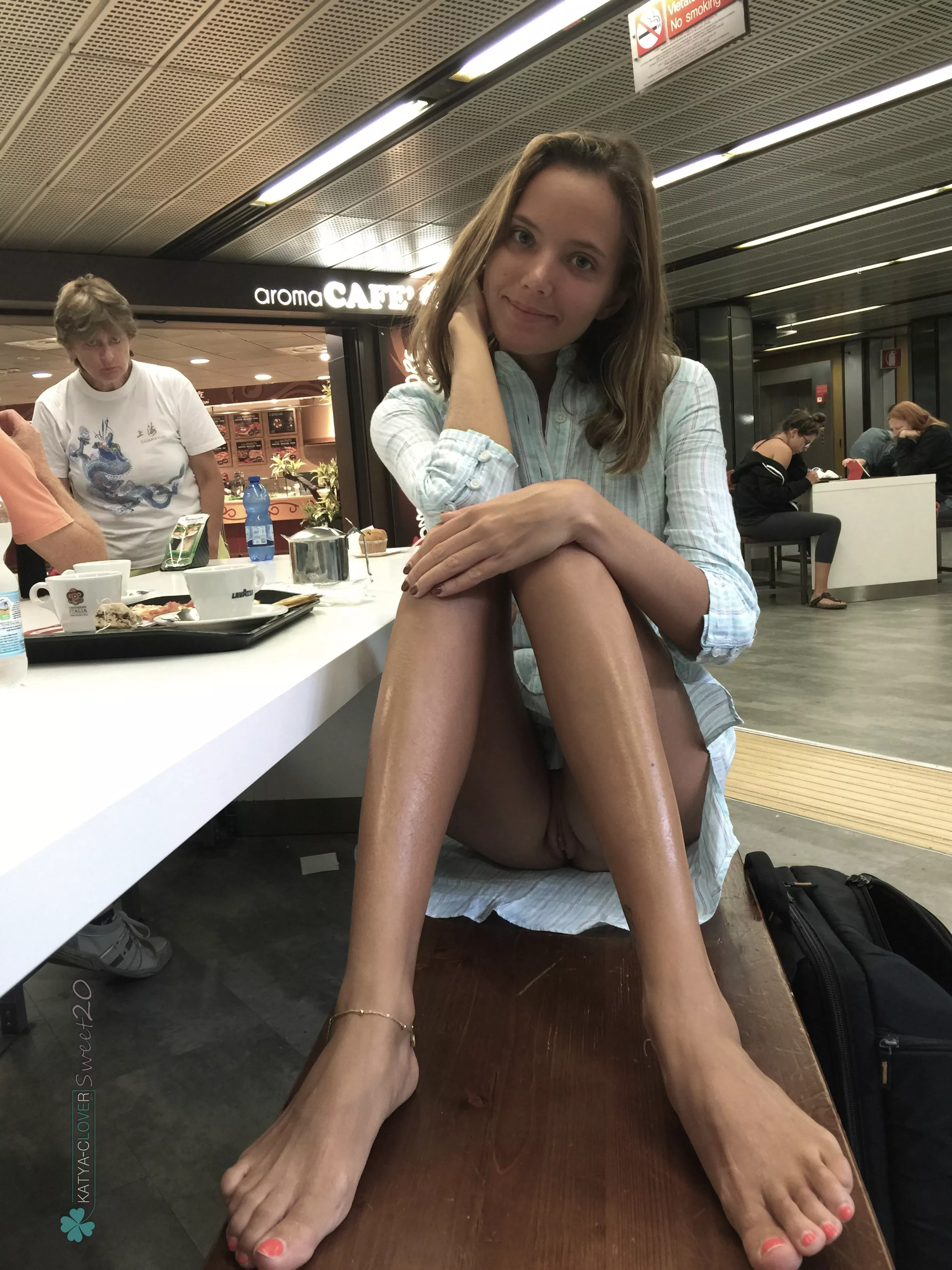 Katya Clover in public without panties