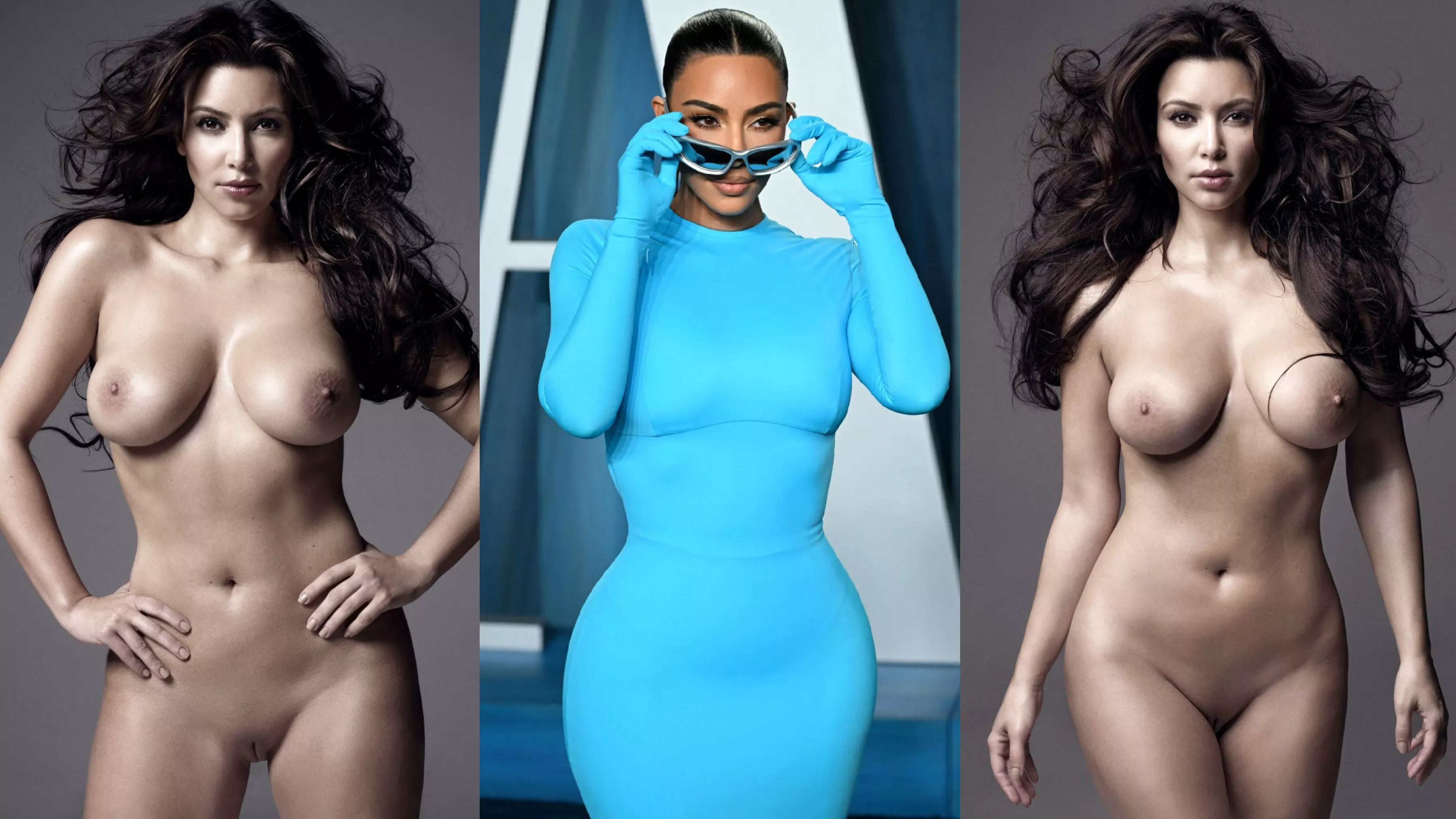 Kim Kardashian Full Frontal Dressed vs Undressed