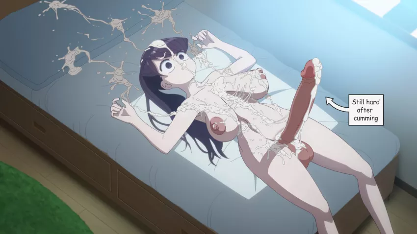 Komi is still hard after a intense jerking session! (MonkeyMan)