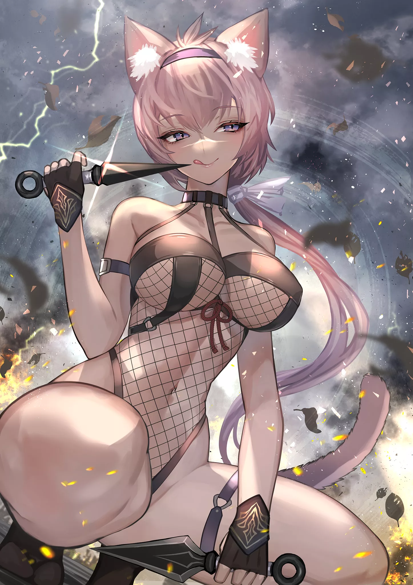 Kunoichi Cat Girl Fishnet Leotard Path Of Destruction (Hitowa) [Original]