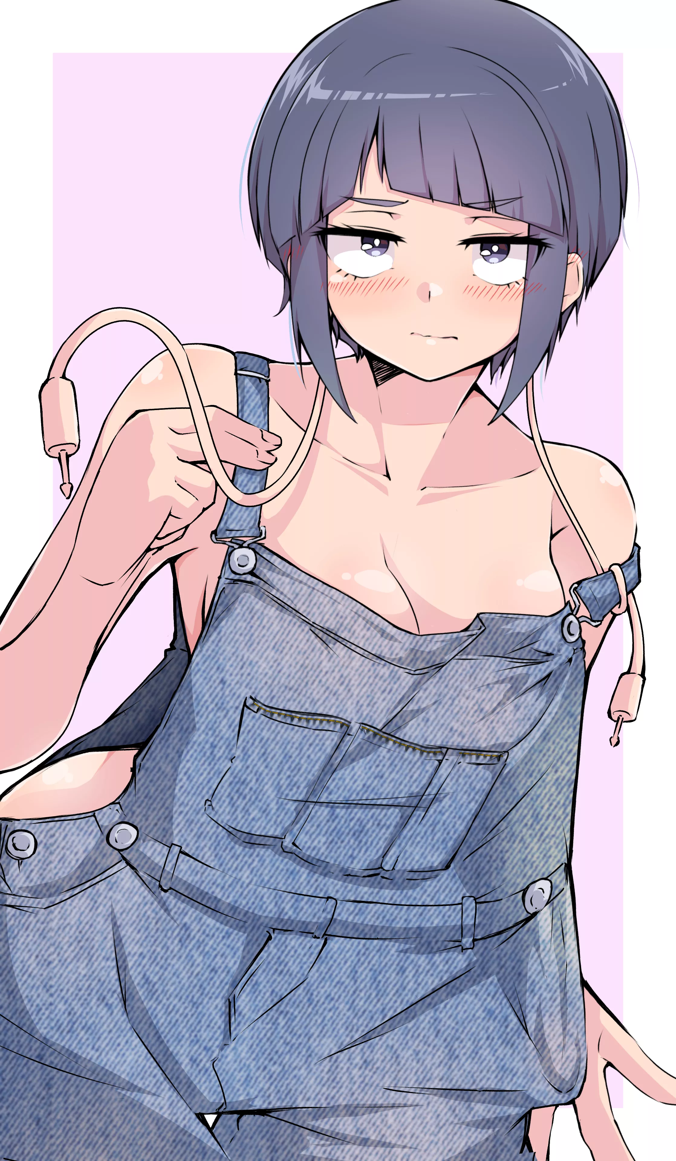 Kyoka wearing oversized overalls [Shinonome Mozuku]