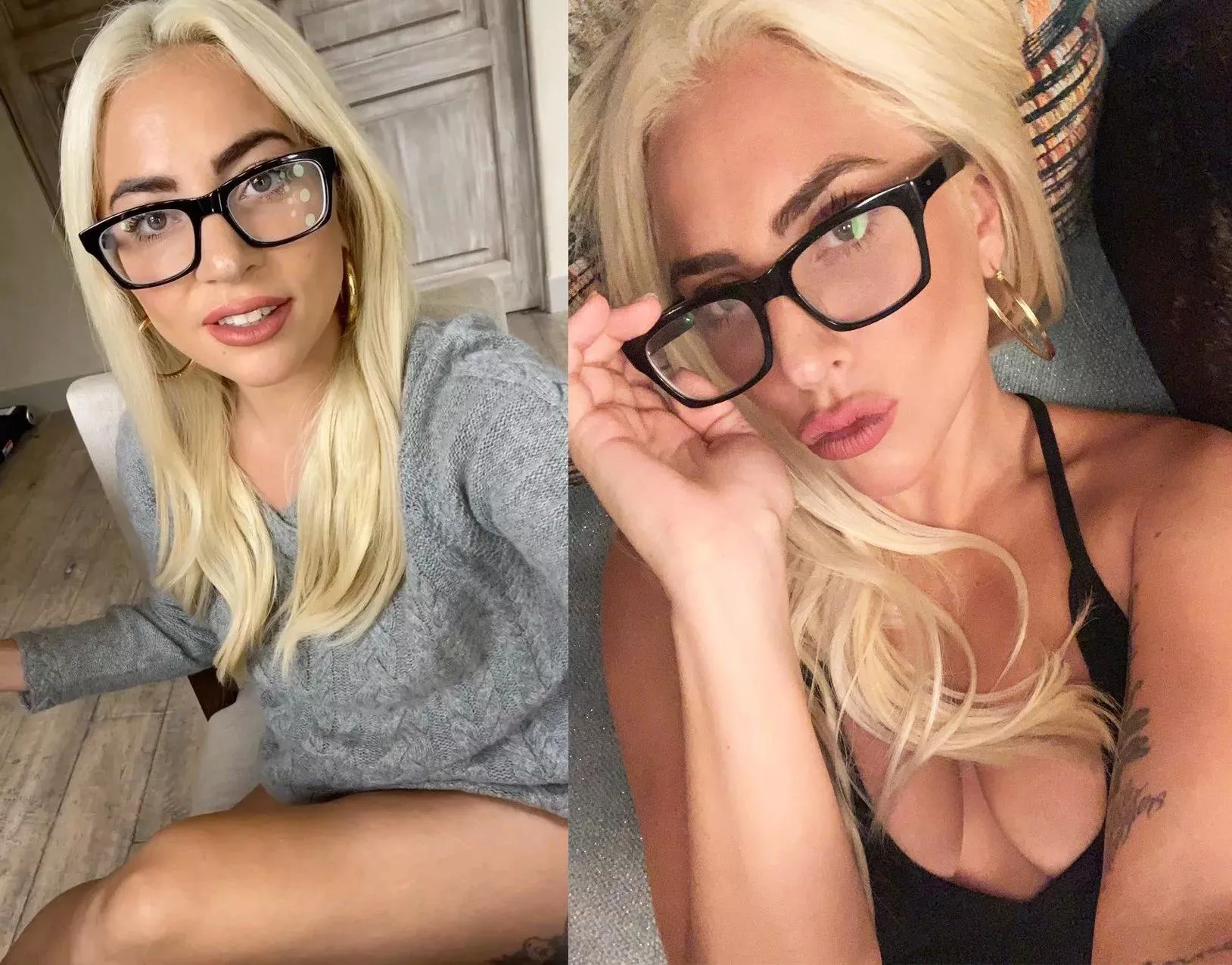 Lady Gaga with glasses looks like the neighborhood's sexy milf