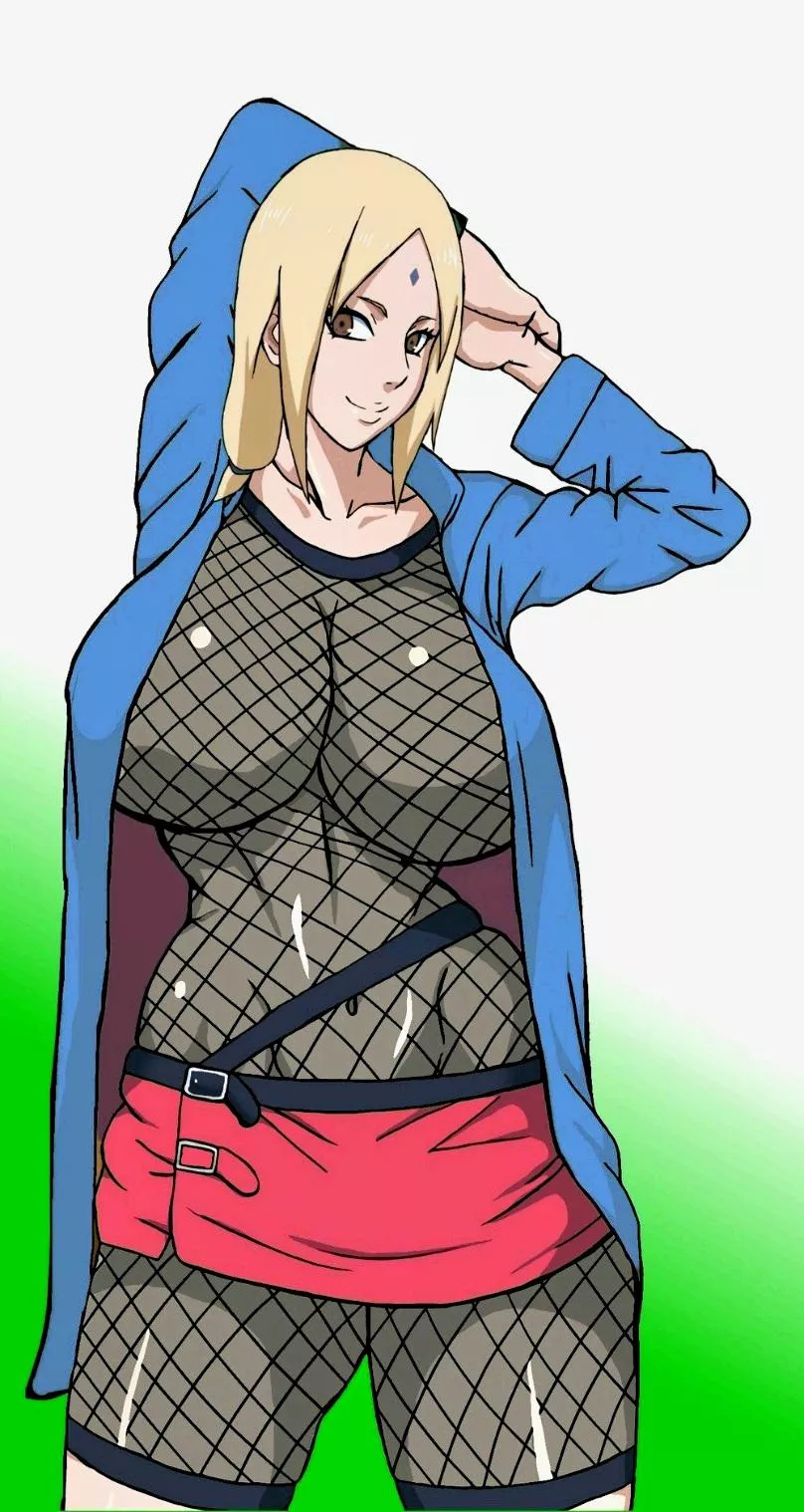 Lady Tsunade if she decided to wear her teen outfit and took off her white blouse