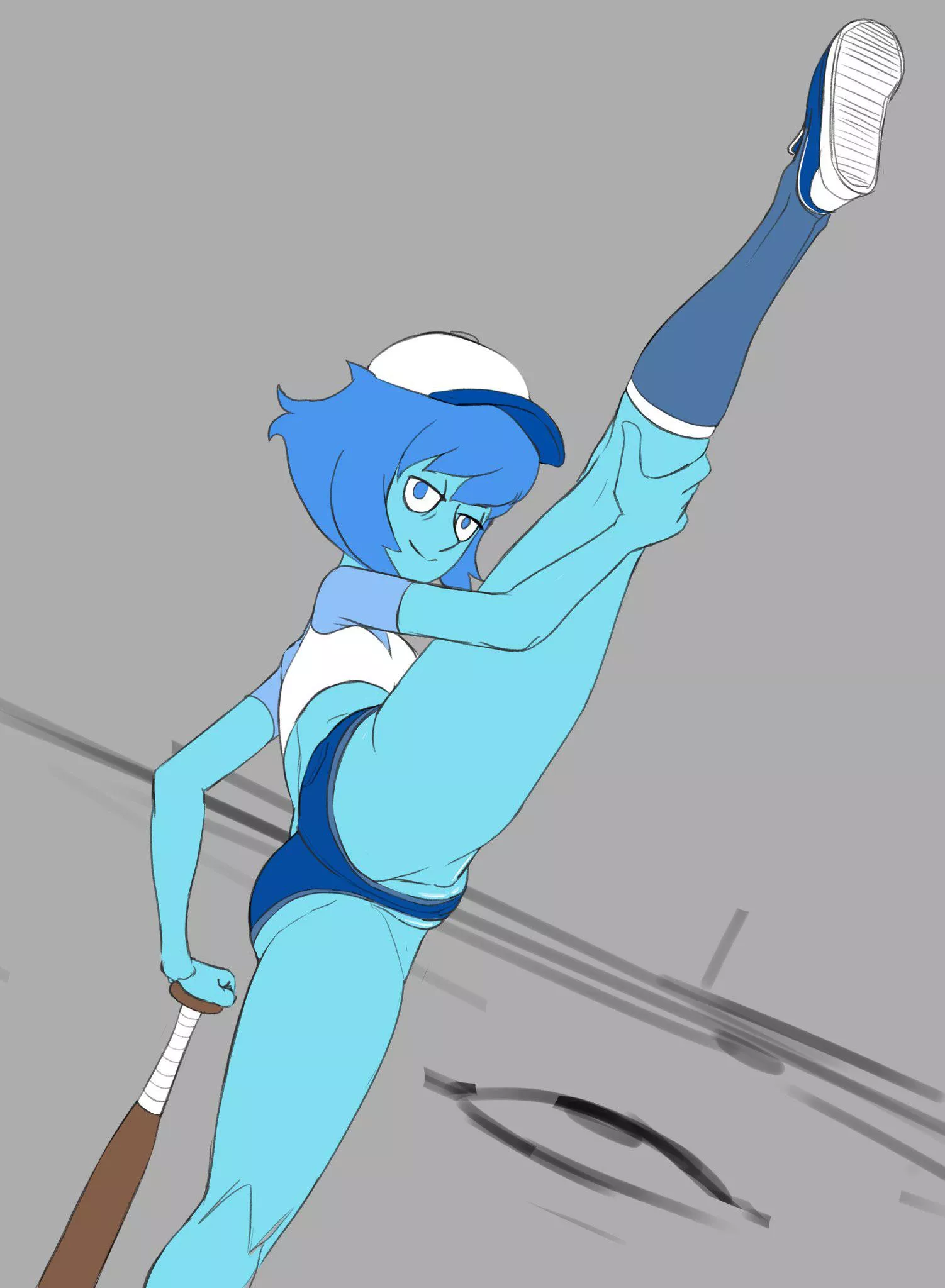 Lapis/Bob does a leg lift (Art by AG_H_Artist)