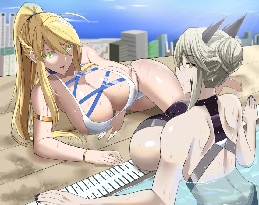 Lartoria And Lalter by the Pool