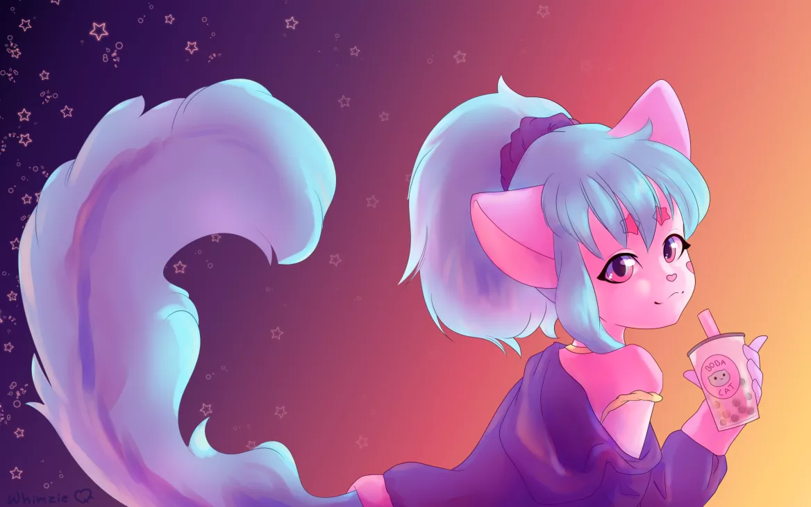 Late night boba tea~ art and character by me, WhimzieCat