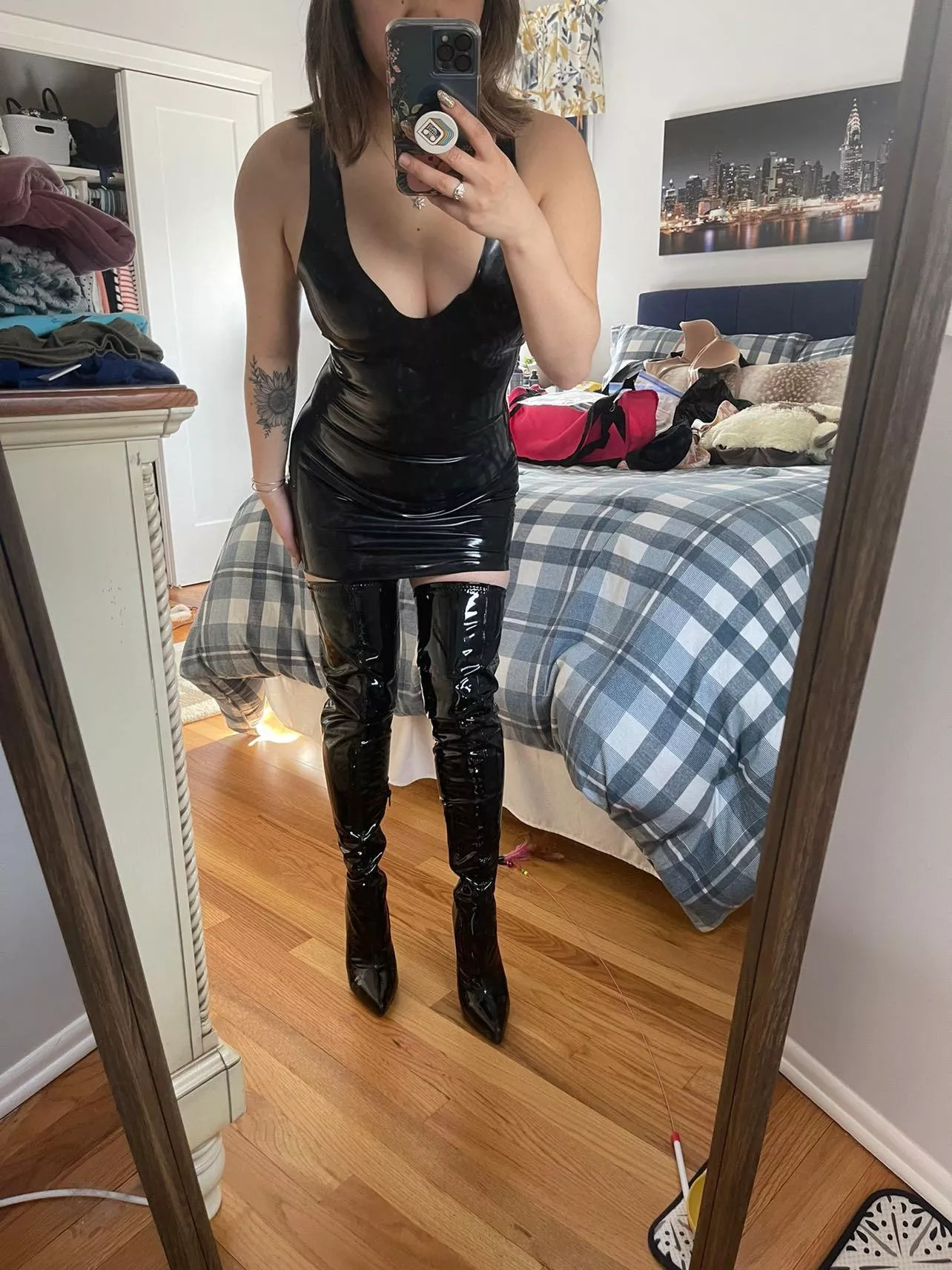 Latex and thigh high boots. My two favorite things