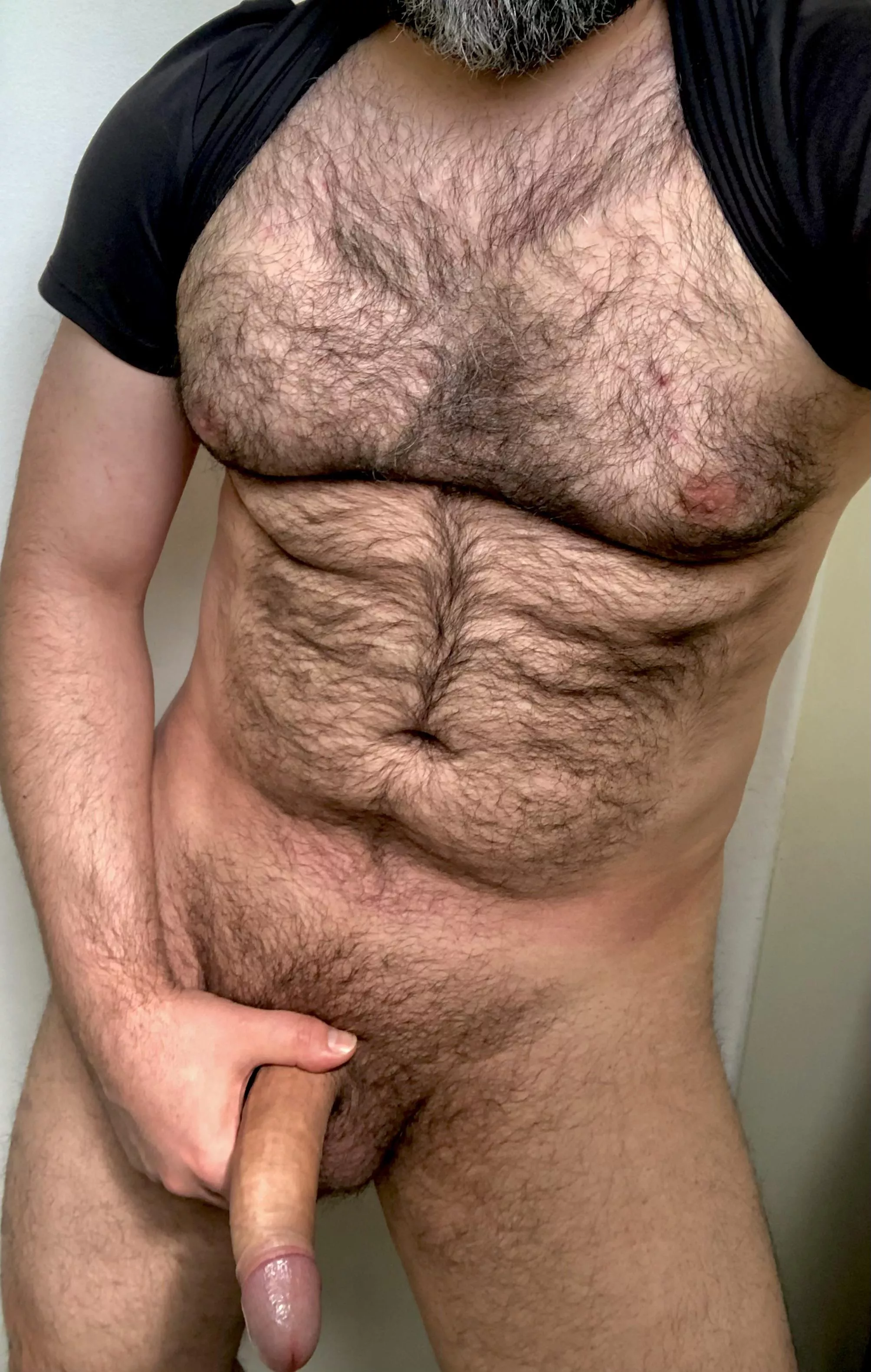 Lay on your back and throw your legs in the air, if you’re into hung Dads that have lots of hair.(41)