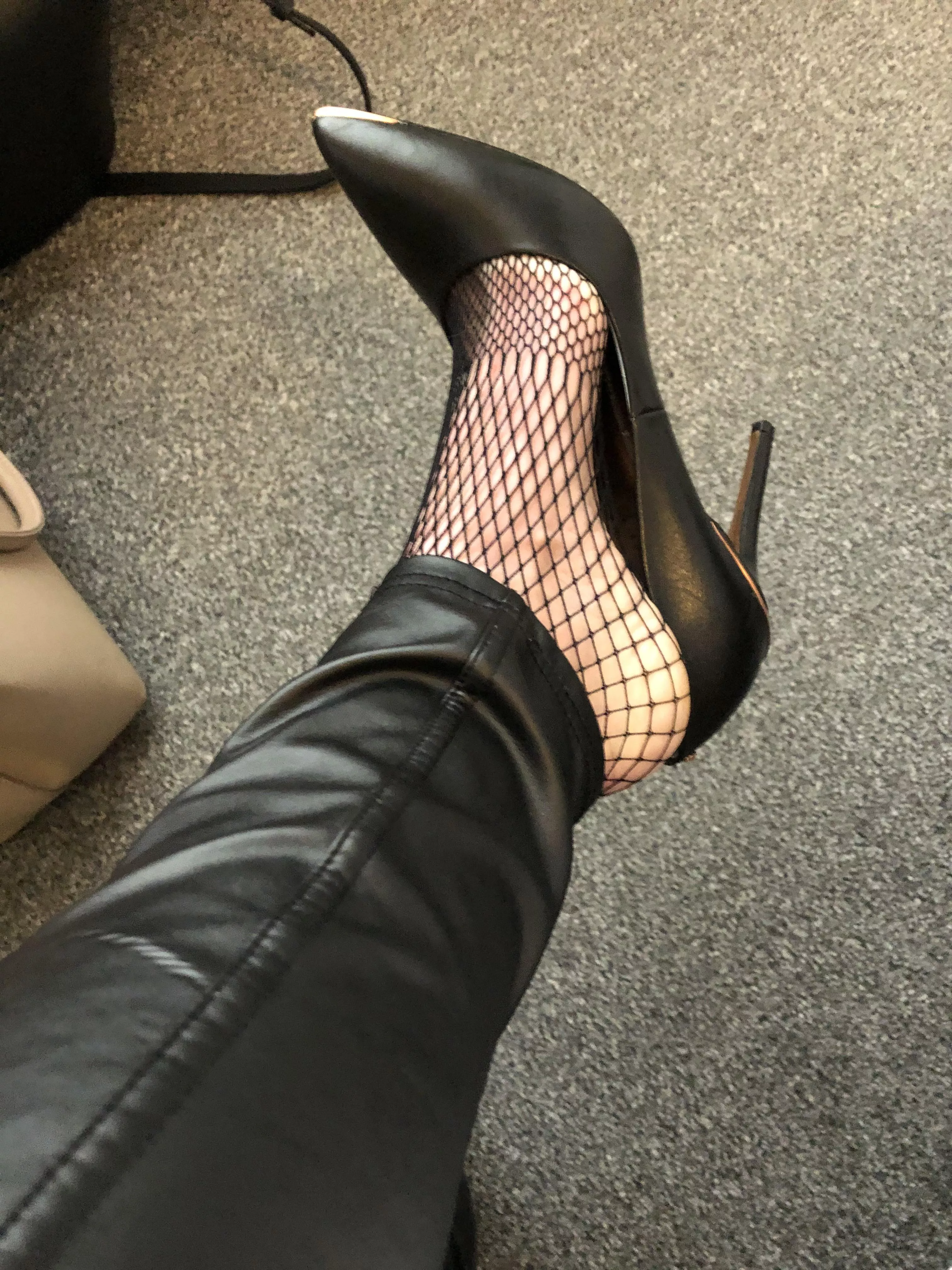 Leather fishnets and heels ðŸ‘ 