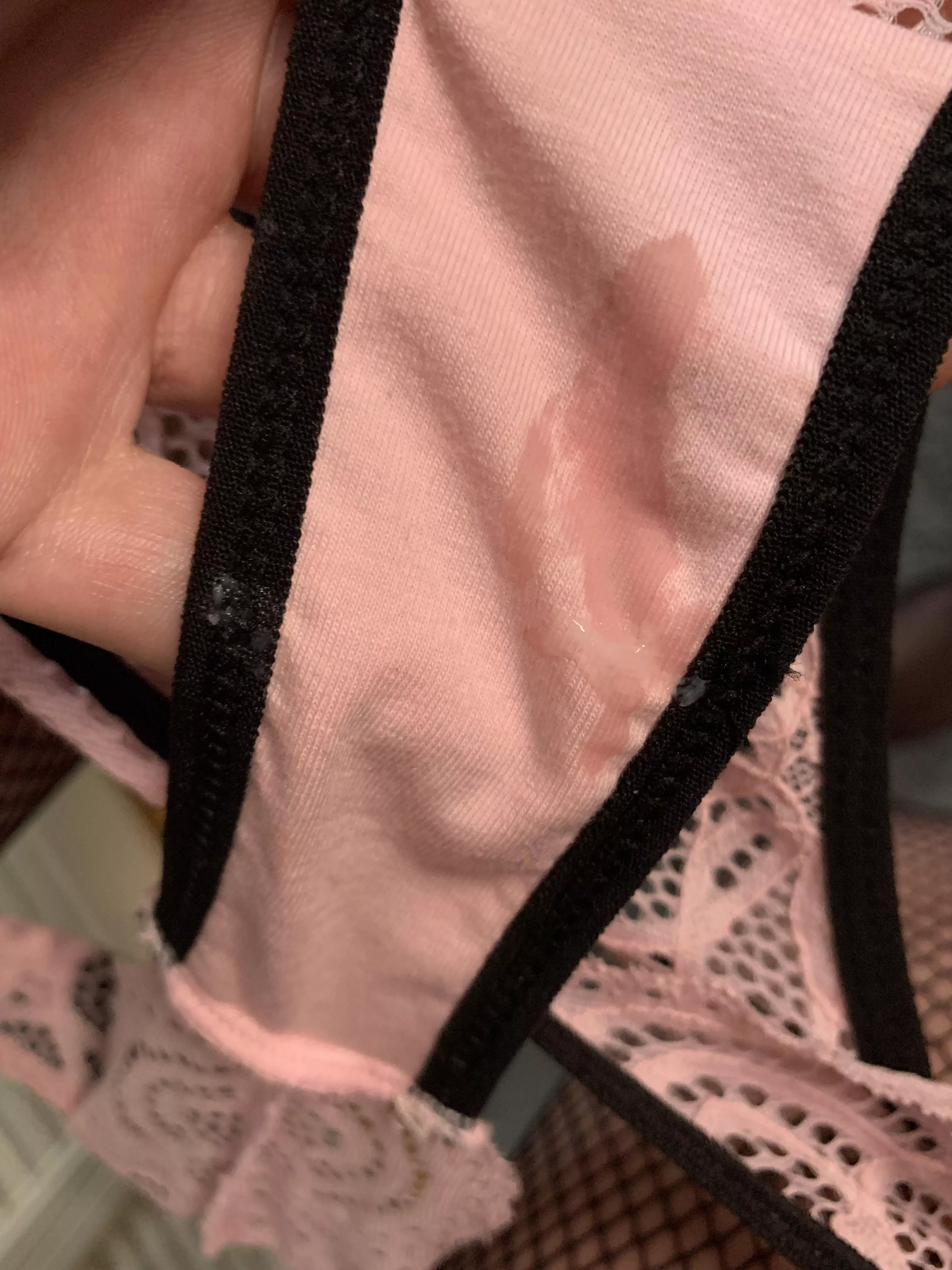 Left a bit of grool behind just from feeling sexy in my new lingerie set😅