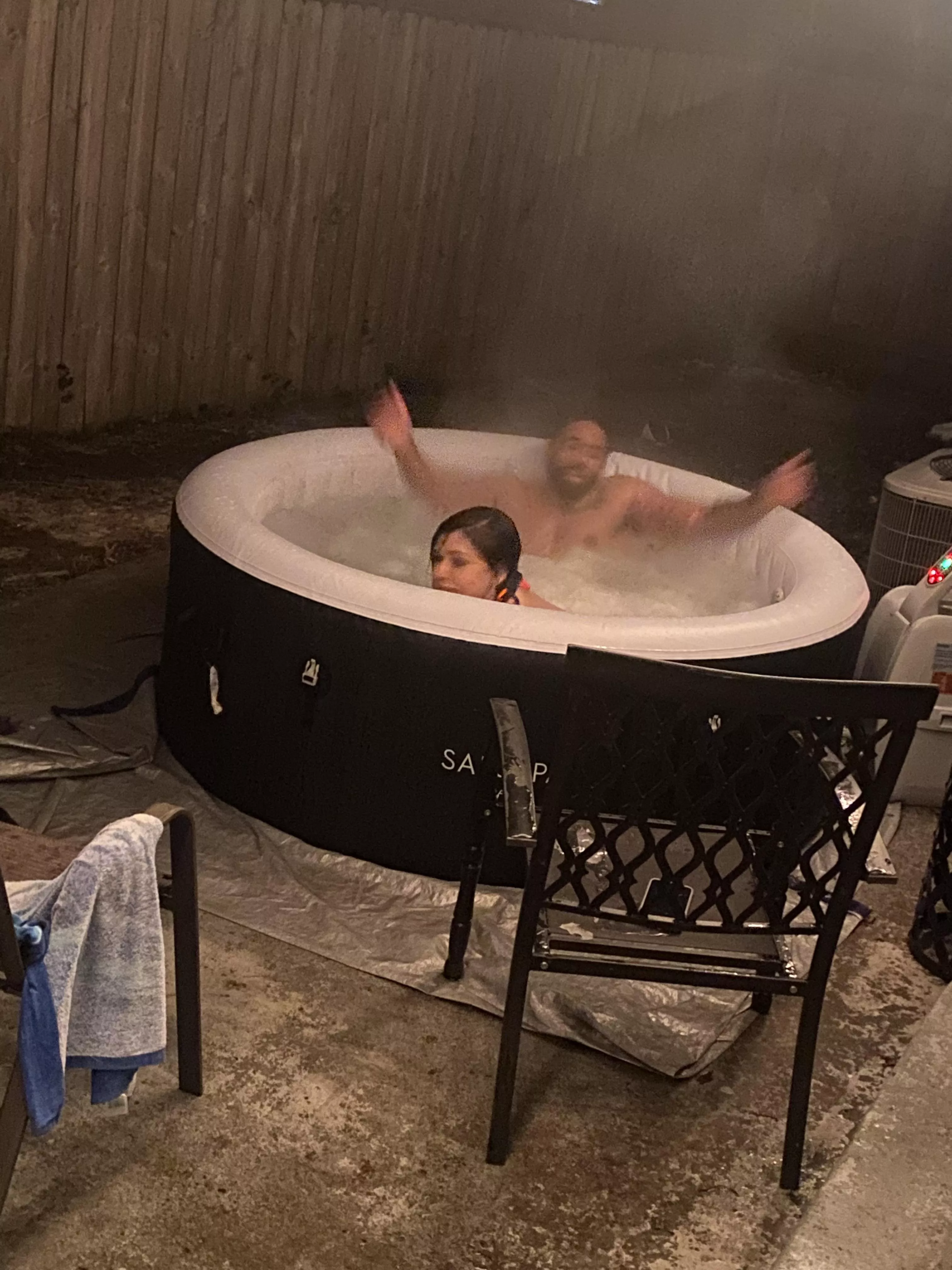 Left my wife in the hot tub alone with my friend this weekend