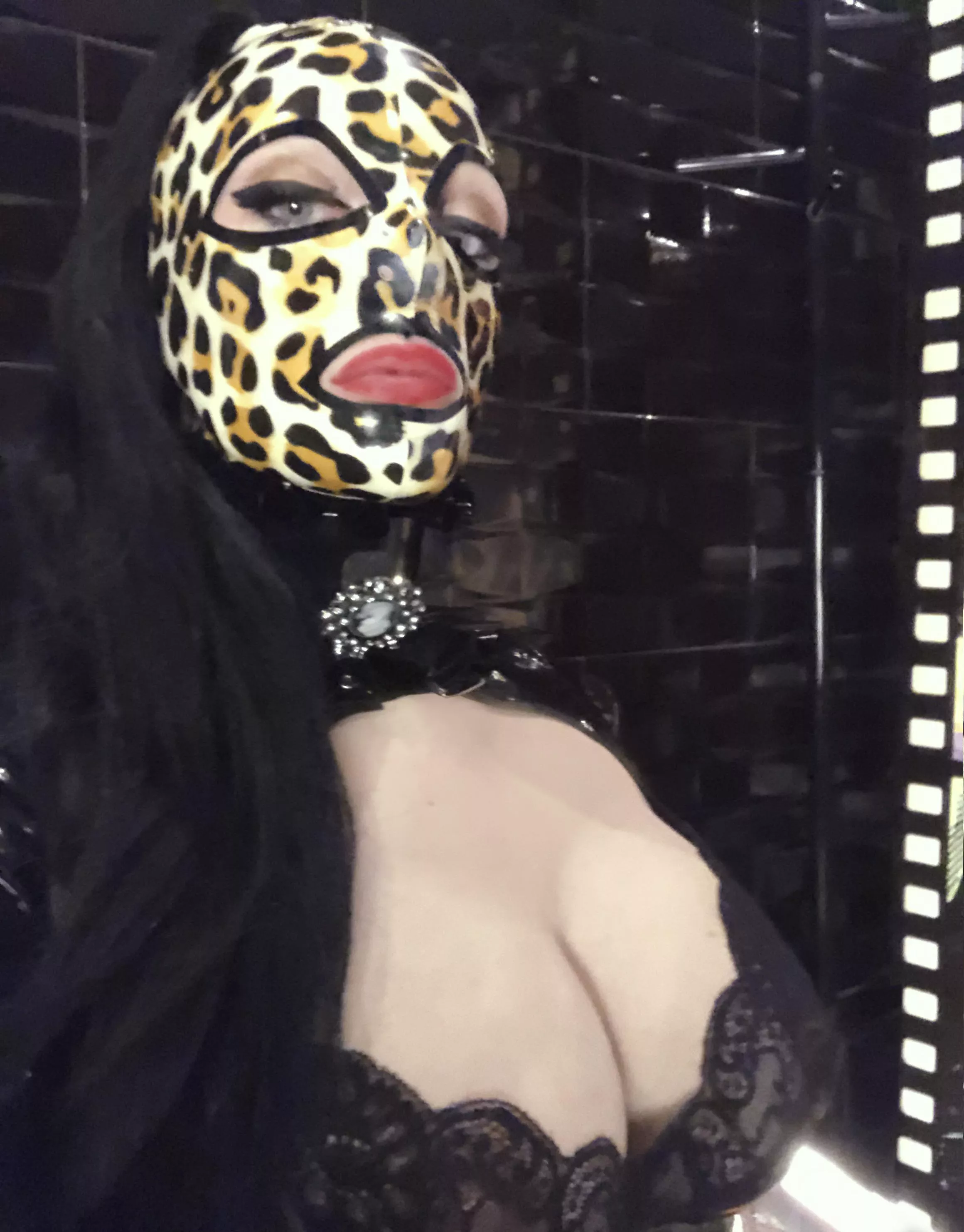 Leopard latex hood 😊