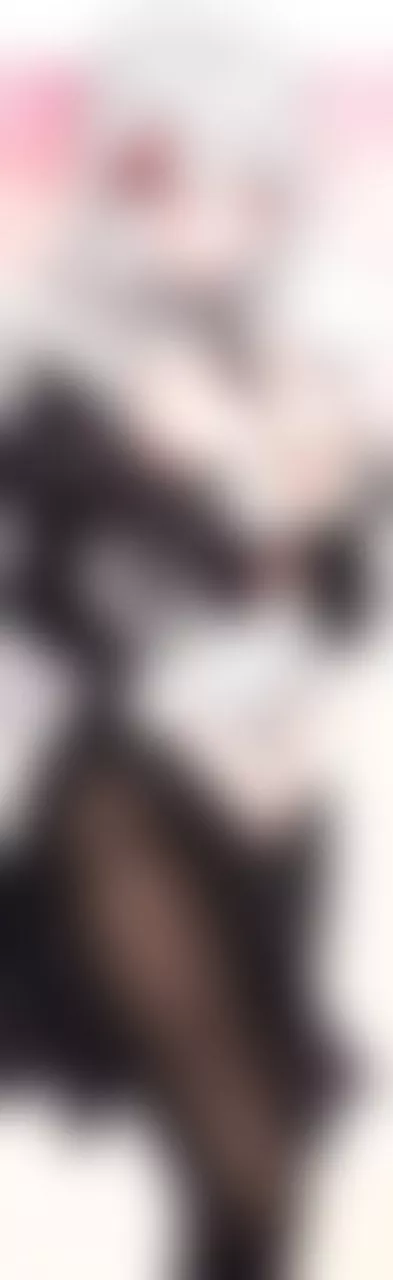 LF Color Source: 1girl, standing, blurry/blurred, gaussian blur, white hair, thighighs, black legwear, maid