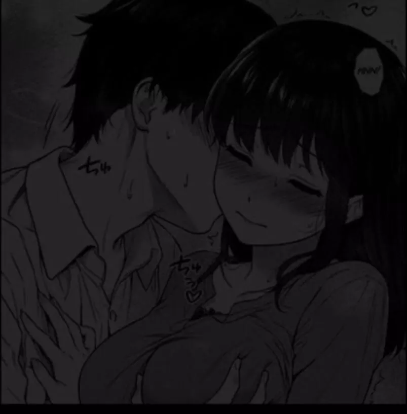 LF mono source: 1boy, 1girl, grope, blushing, cheek kiss, clothed, smiling, flustered,