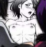 LF Mono Source: 1girl, small breasts, petite, short hair, laying down, missionary, blushing, motion lines, pov, cropped, collage(?)