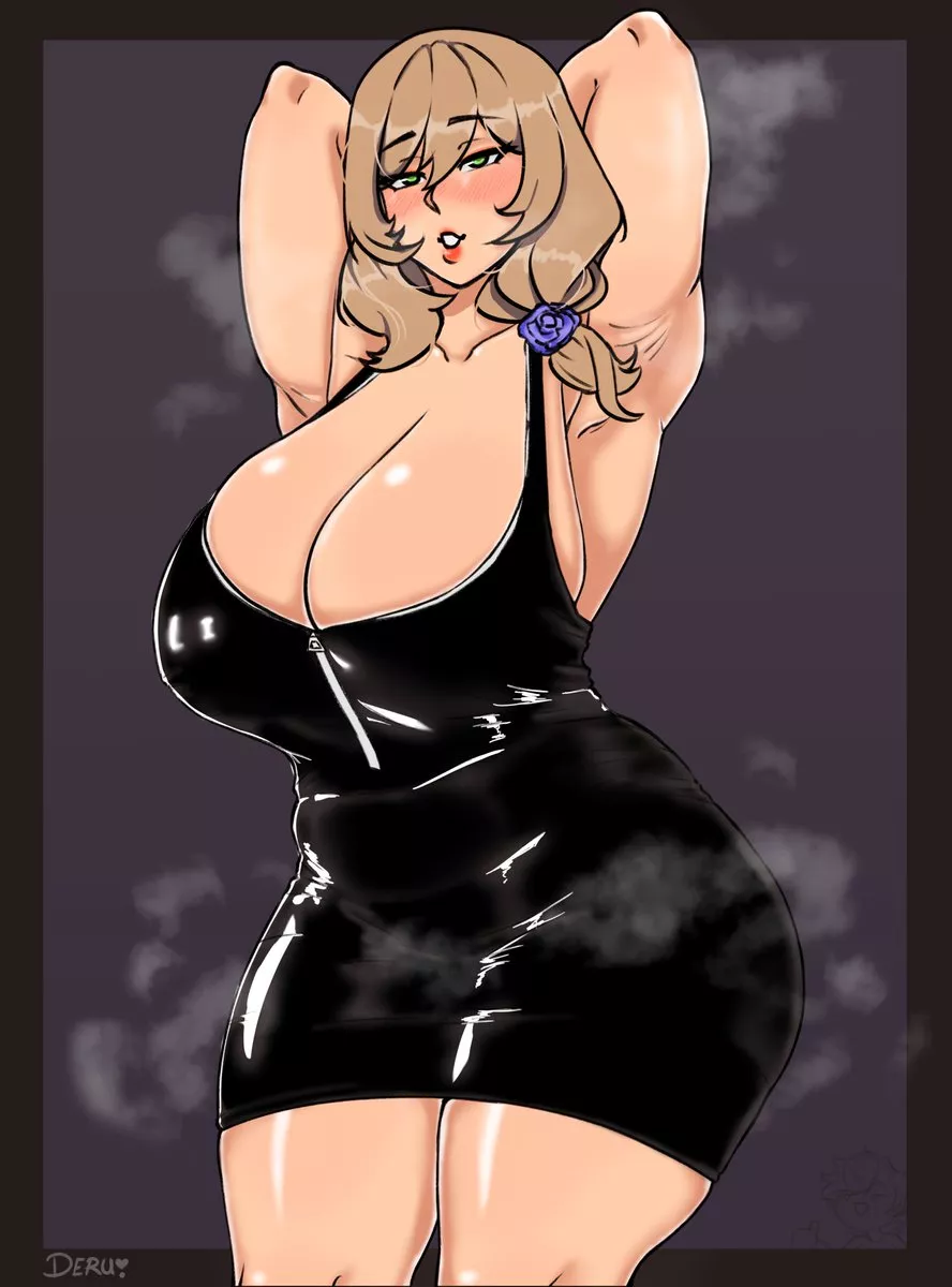 Lisa in a latex dress (Deruwu96 on twitter) [Genshin Impact]